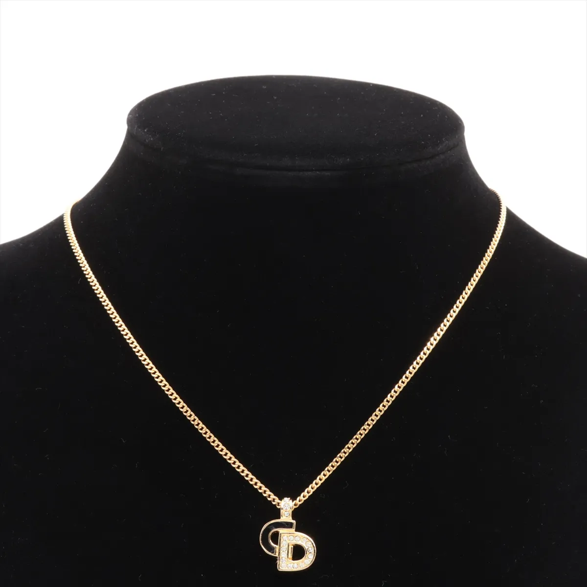 CD Logo Necklace GP x Rhinestone Gold — view 5