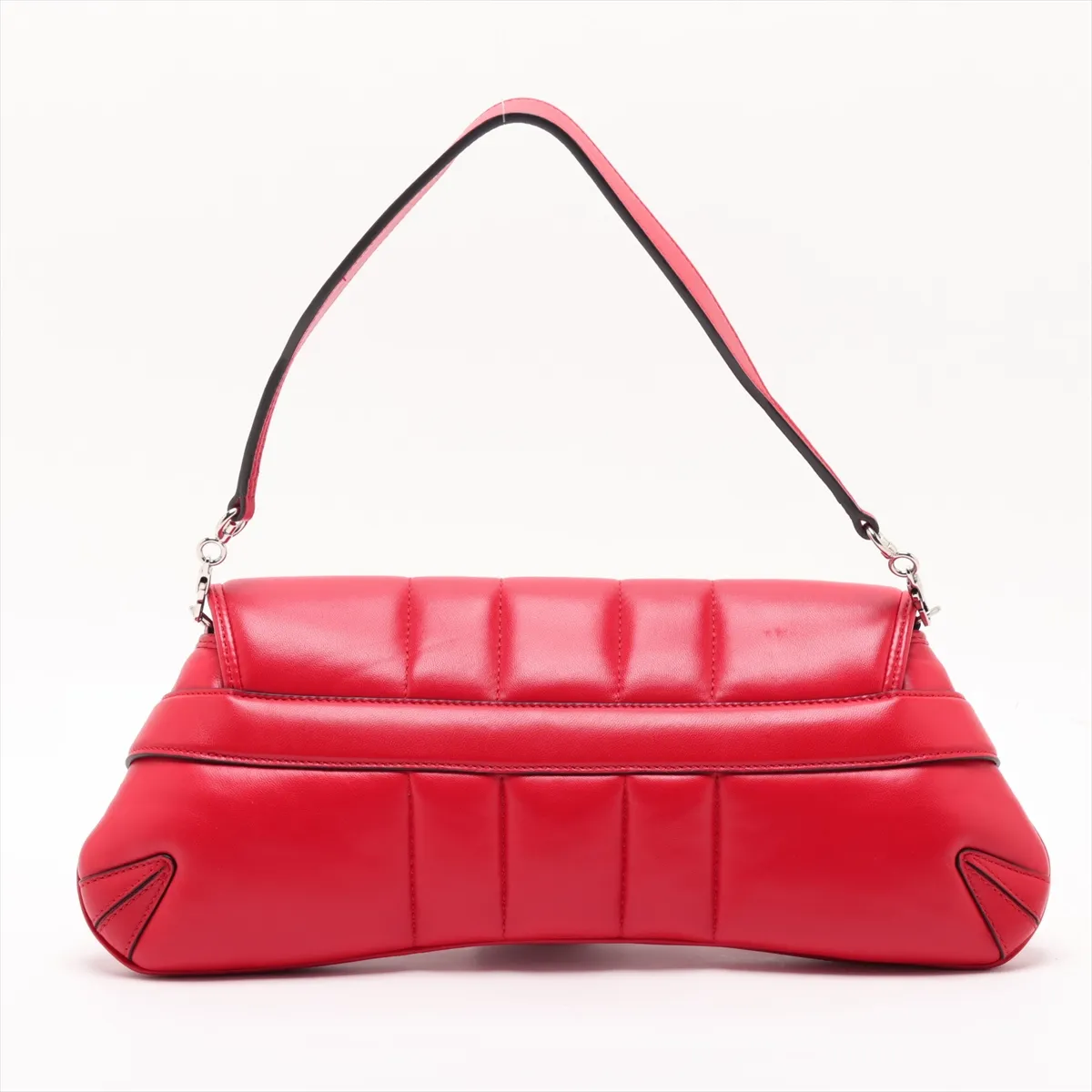 Horsebit Leather Shoulder Bag, Red, 764255 — view 2