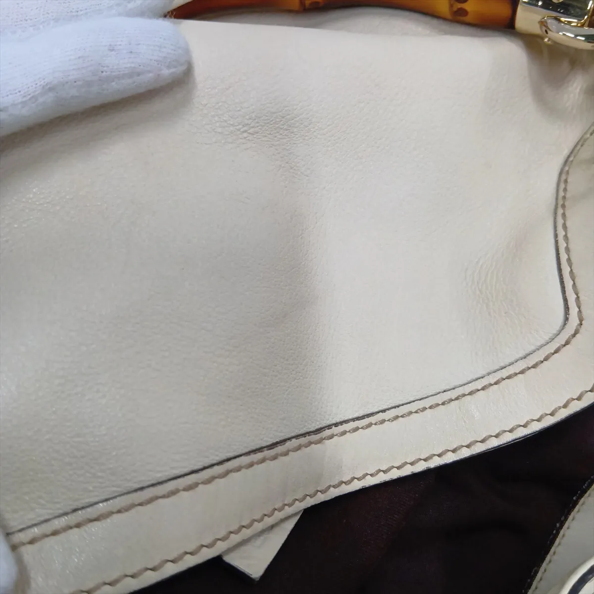 Bamboo 169976 Leather 2-Way Shoulder Bag, Beige — view 13
