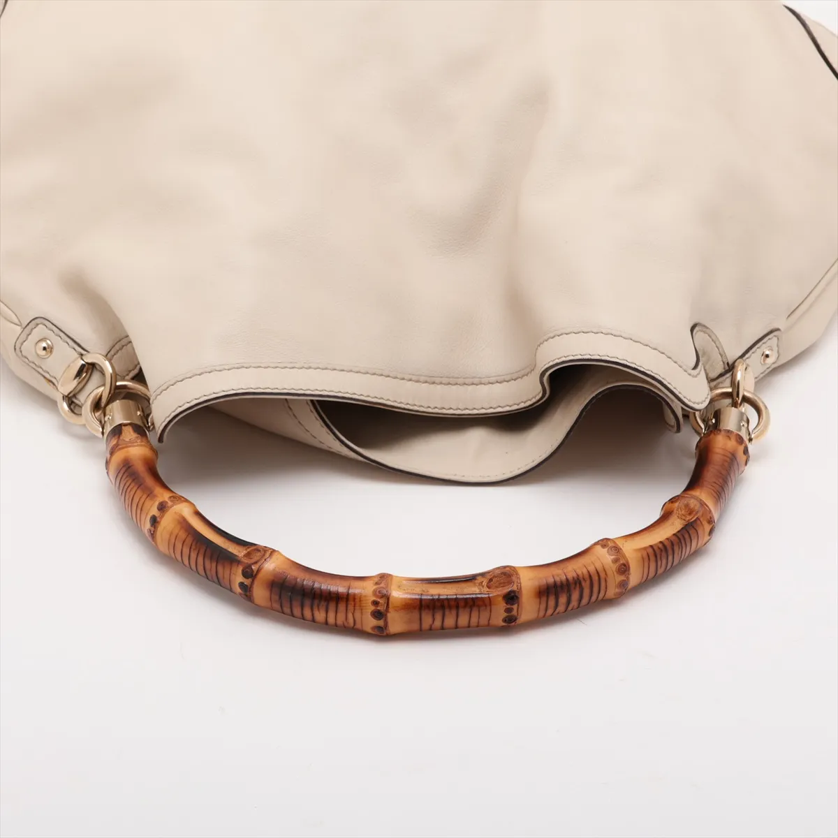 Bamboo 169976 Leather 2-Way Shoulder Bag, Beige — view 5