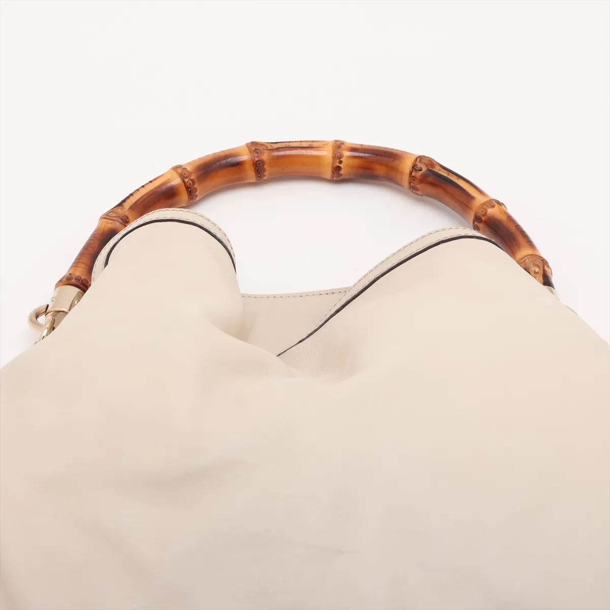 Bamboo 169976 Leather 2-Way Shoulder Bag, Beige — view 6