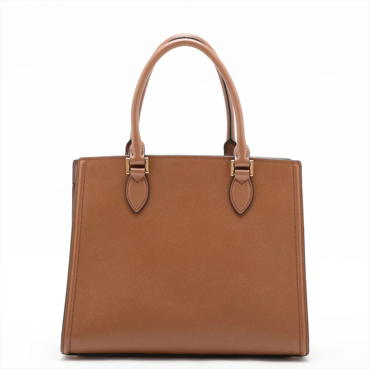 Saffiano Leather 2-Way Handbag, Brown — view 2