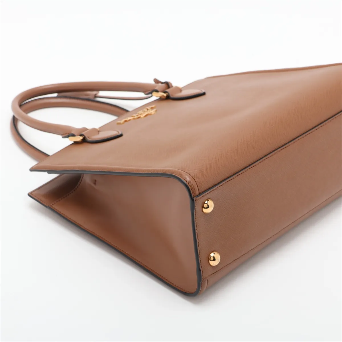 Saffiano Leather 2-Way Handbag, Brown — view 4