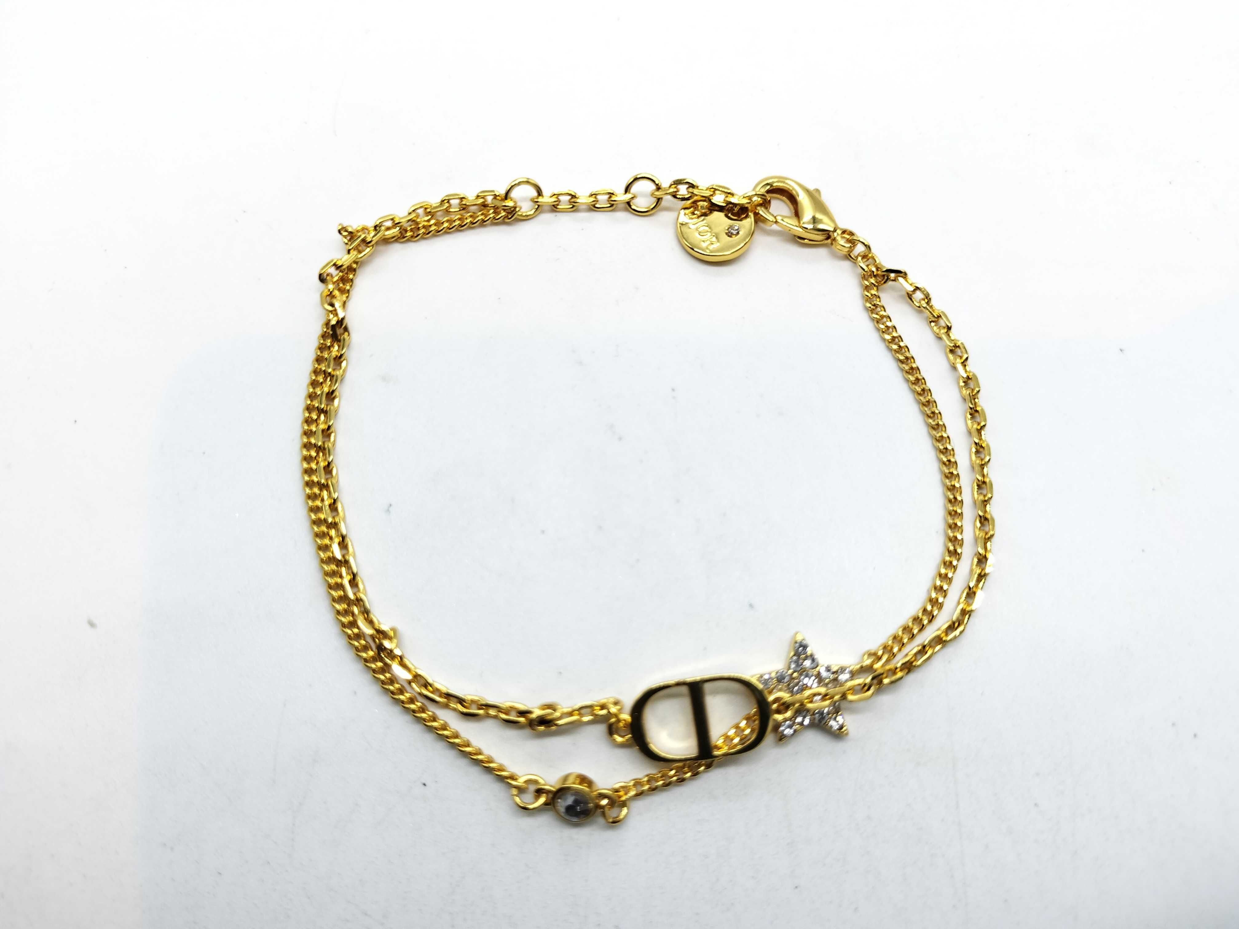 Bracelet CD Logo Star Double Chain Clear Stone Bracelet/Bangle