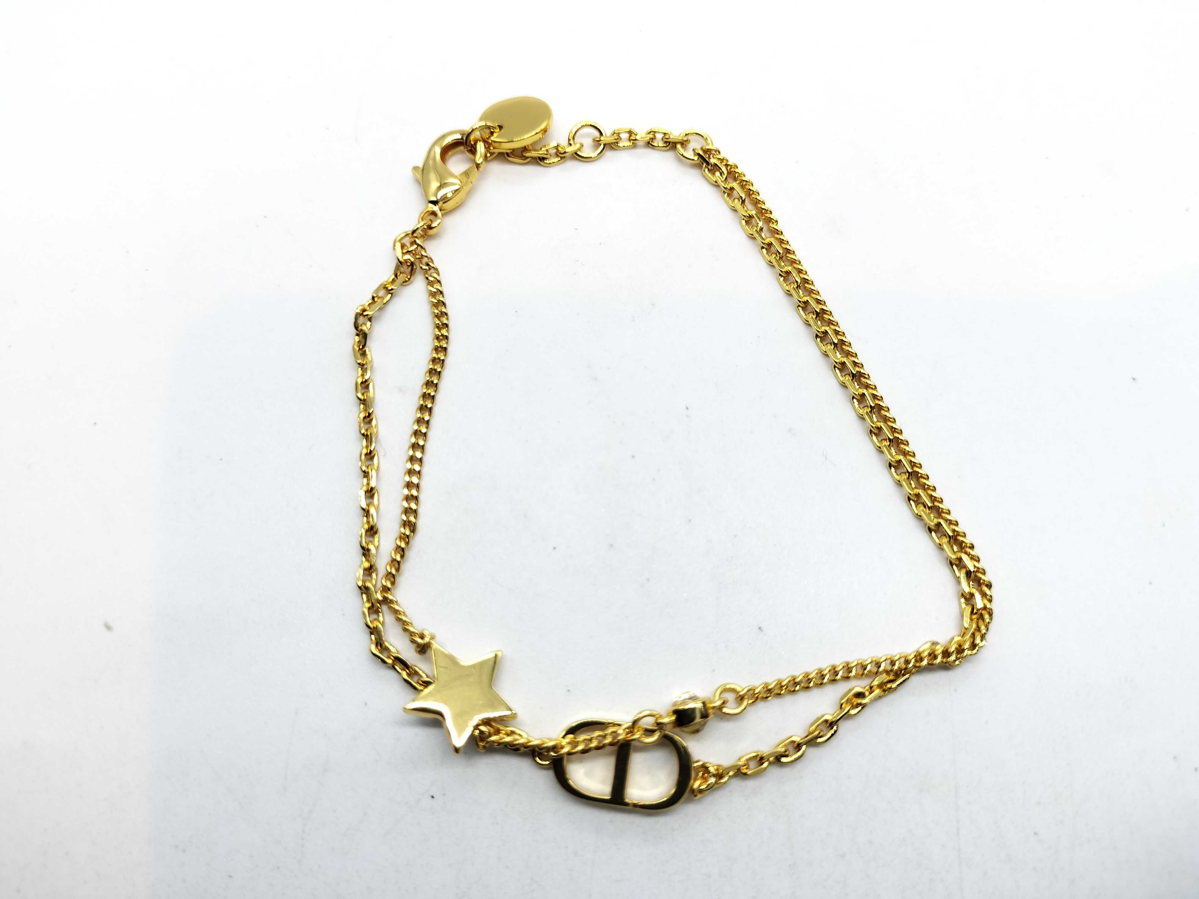 Bracelet CD Logo Star Double Chain Clear Stone Bracelet/Bangle — view 4