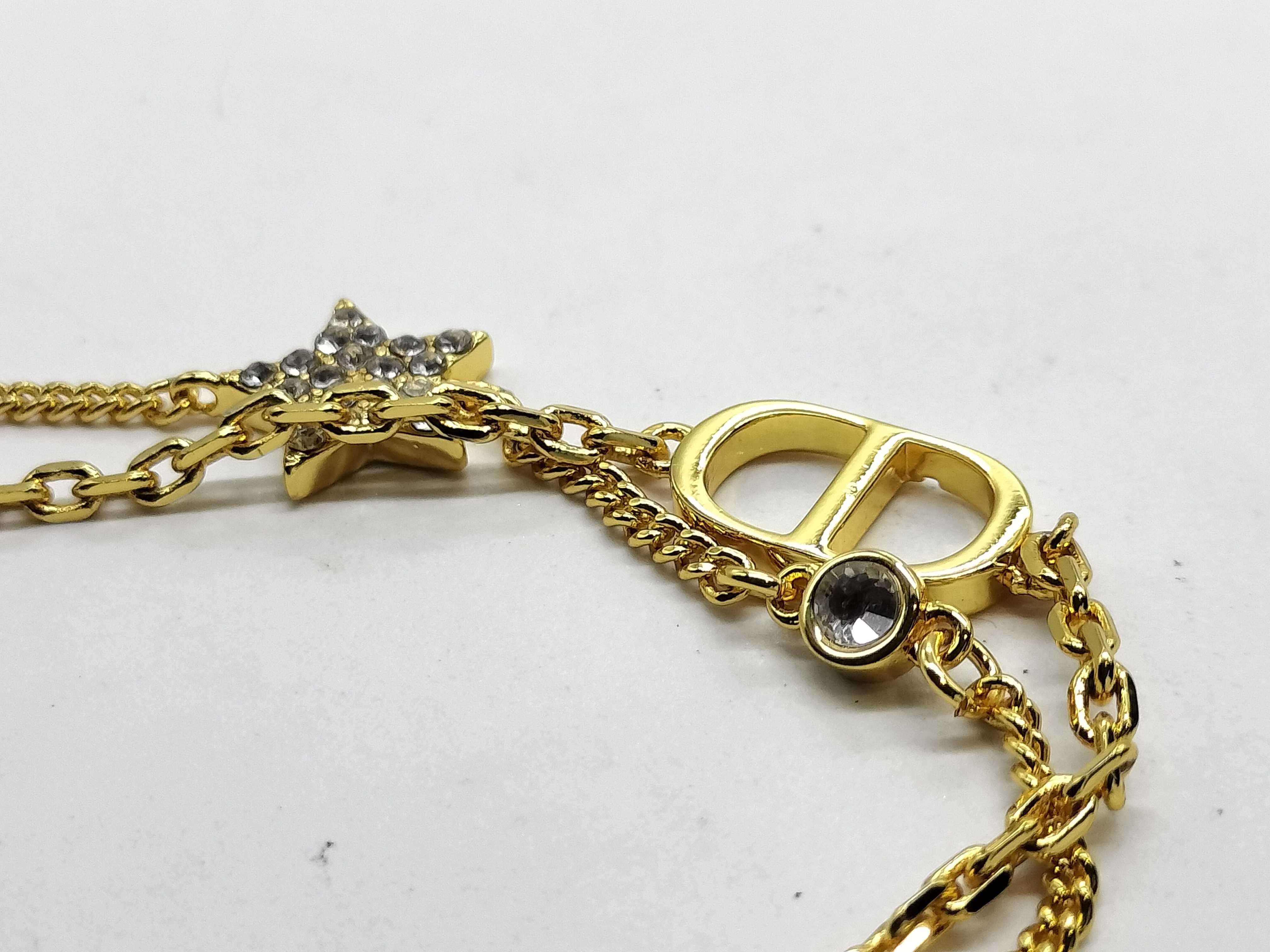 Bracelet CD Logo Star Double Chain Clear Stone Bracelet/Bangle — view 5