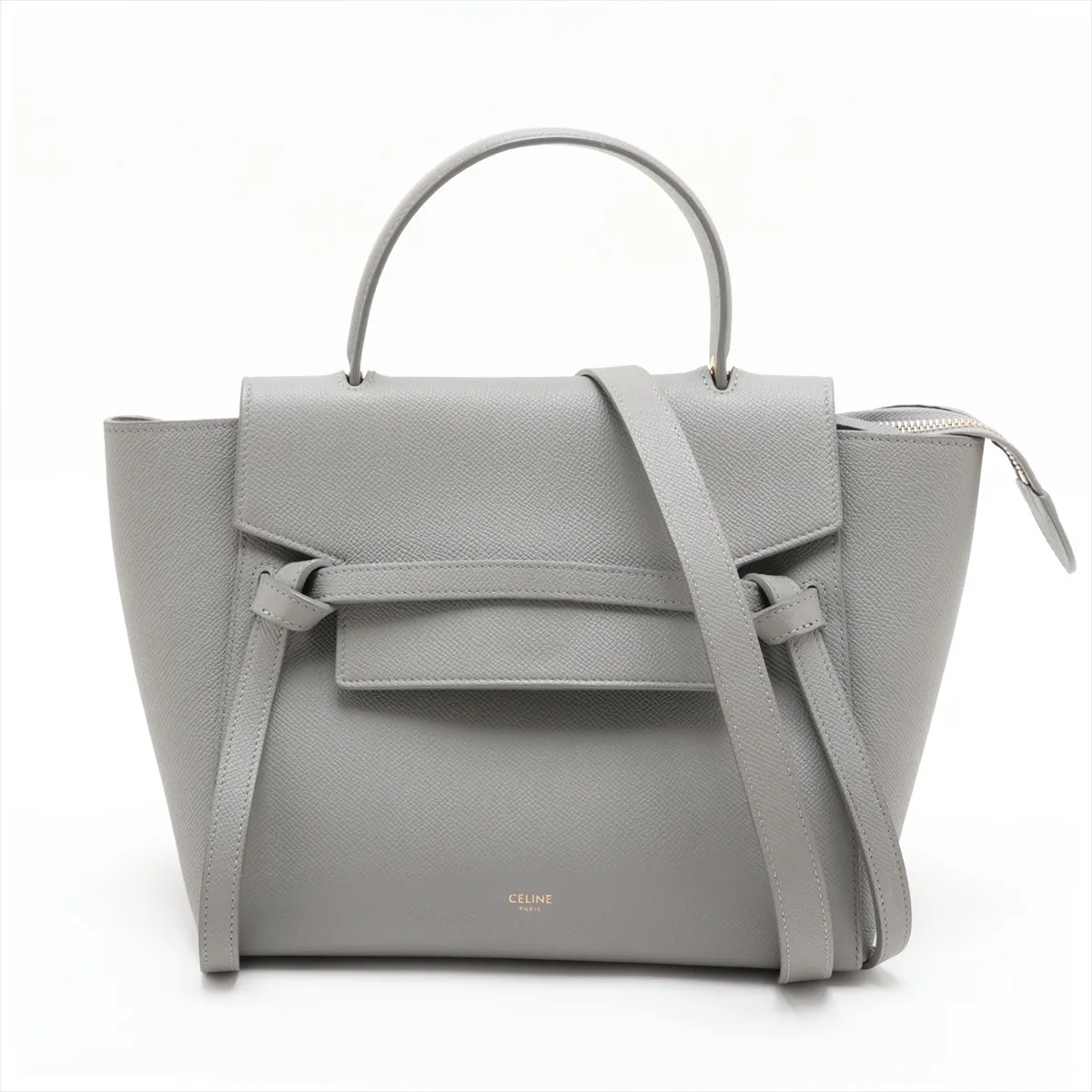 Belt Bag Micro Leather 2-Way Handbag, Gray