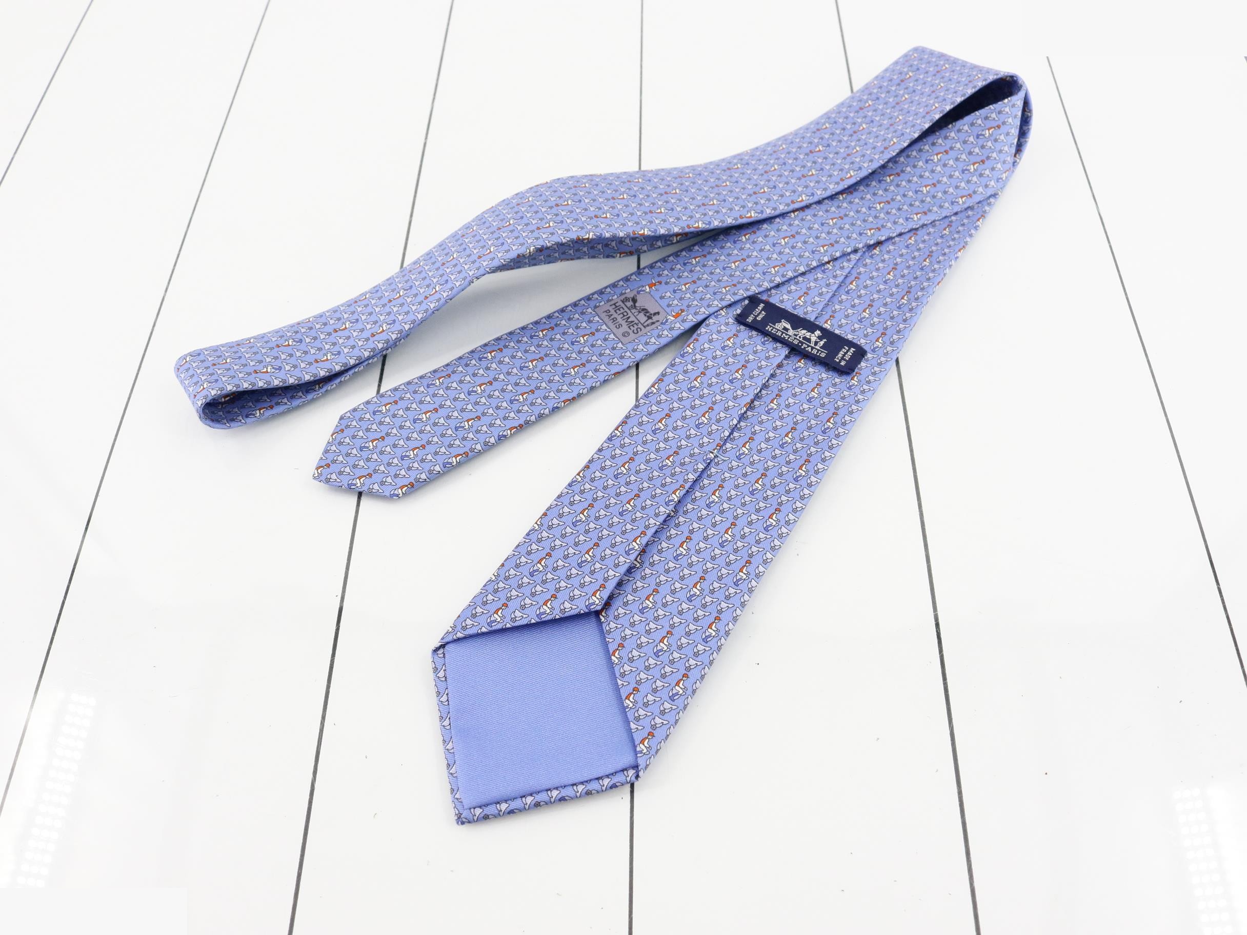 Unused Hermes necktie, jockey design. — view 2