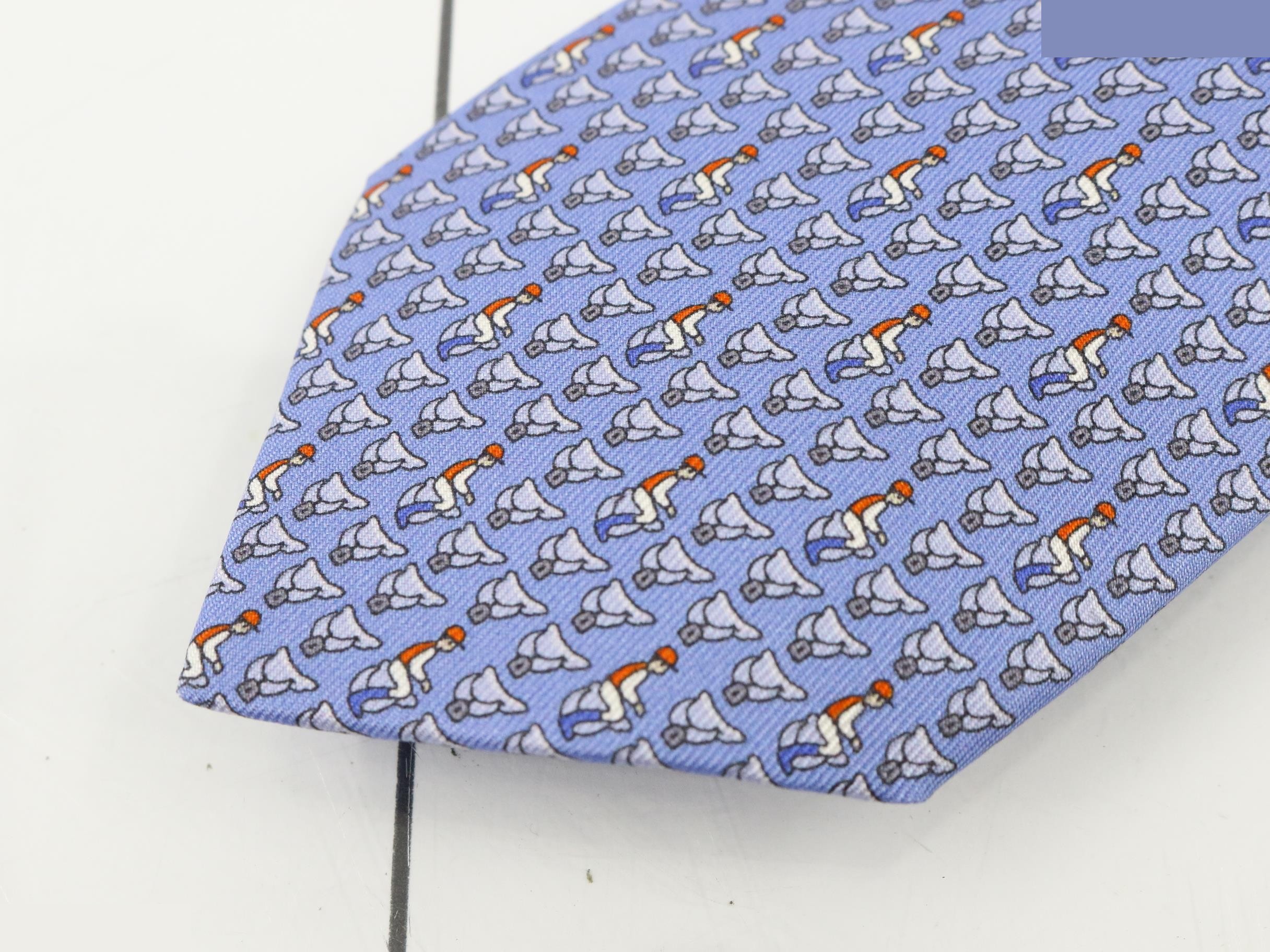 Unused Hermes necktie, jockey design. — view 3