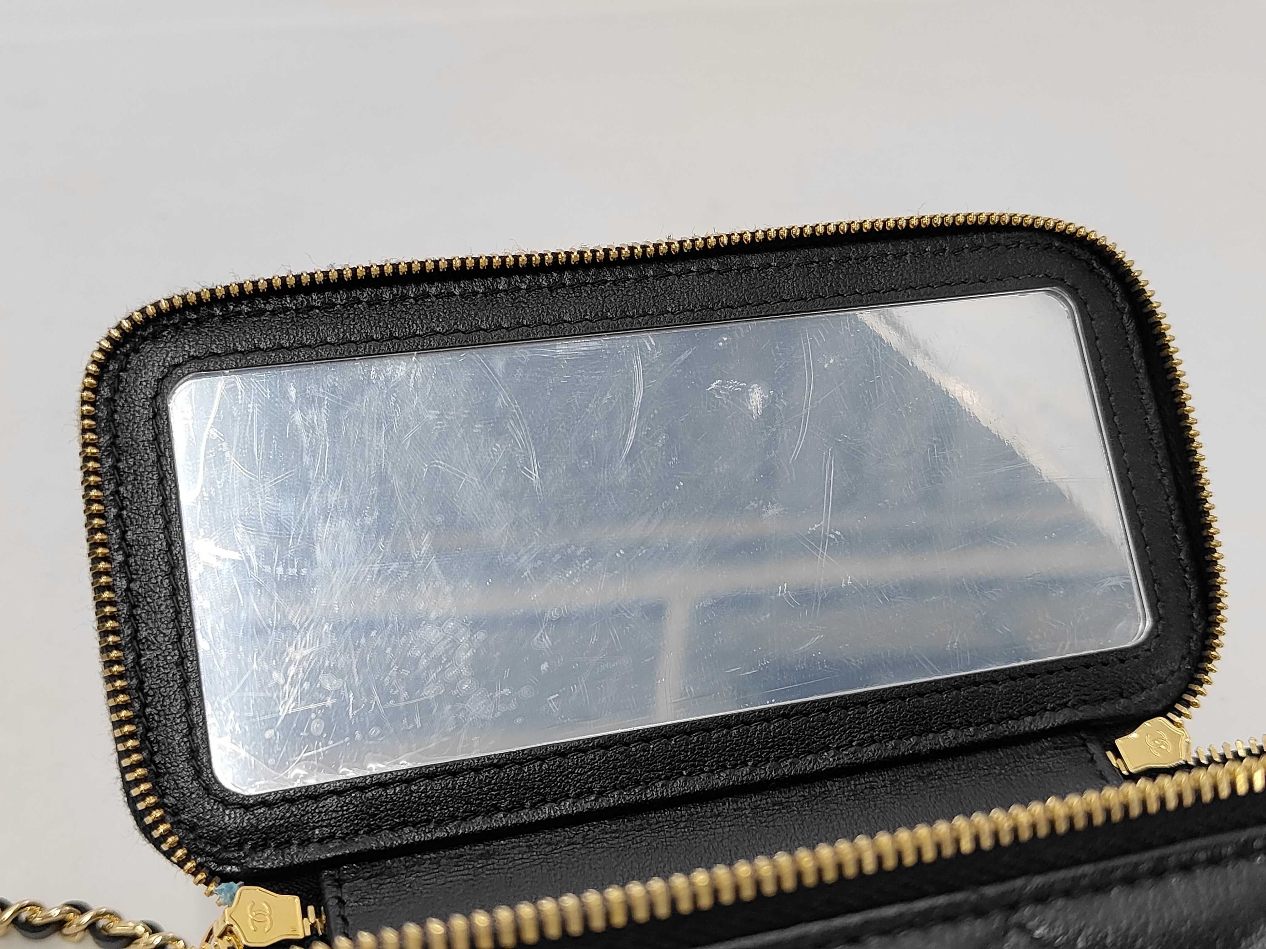 Matelassé Pearl Chain Shoulder Wallet, Lambskin, Black, Gold Hardware, Shoulder Bag — view 12