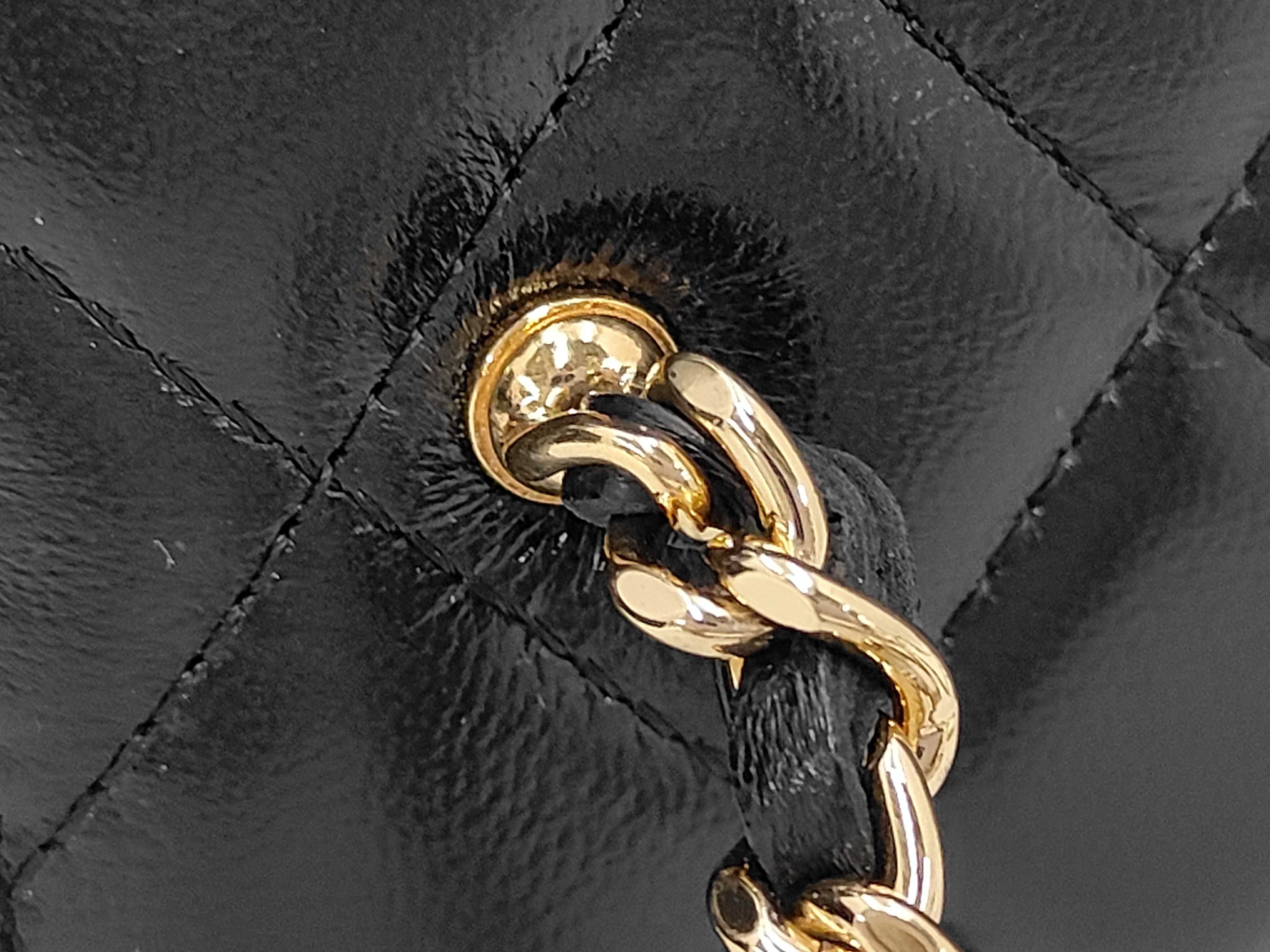 Matelassé Pearl Chain Shoulder Wallet, Lambskin, Black, Gold Hardware, Shoulder Bag — view 6