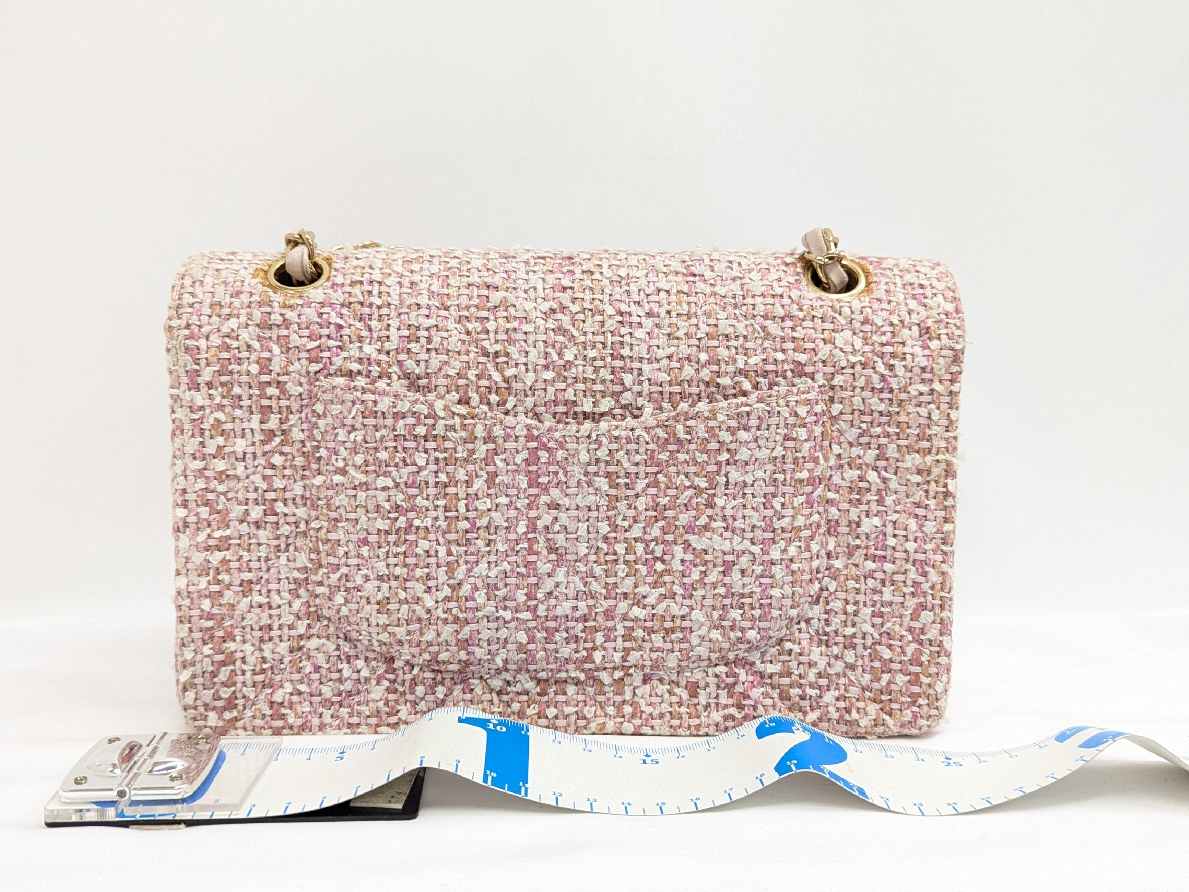Tweed Double Flap Shoulder Bag, Size 25, Pink, Series 8 — view 2