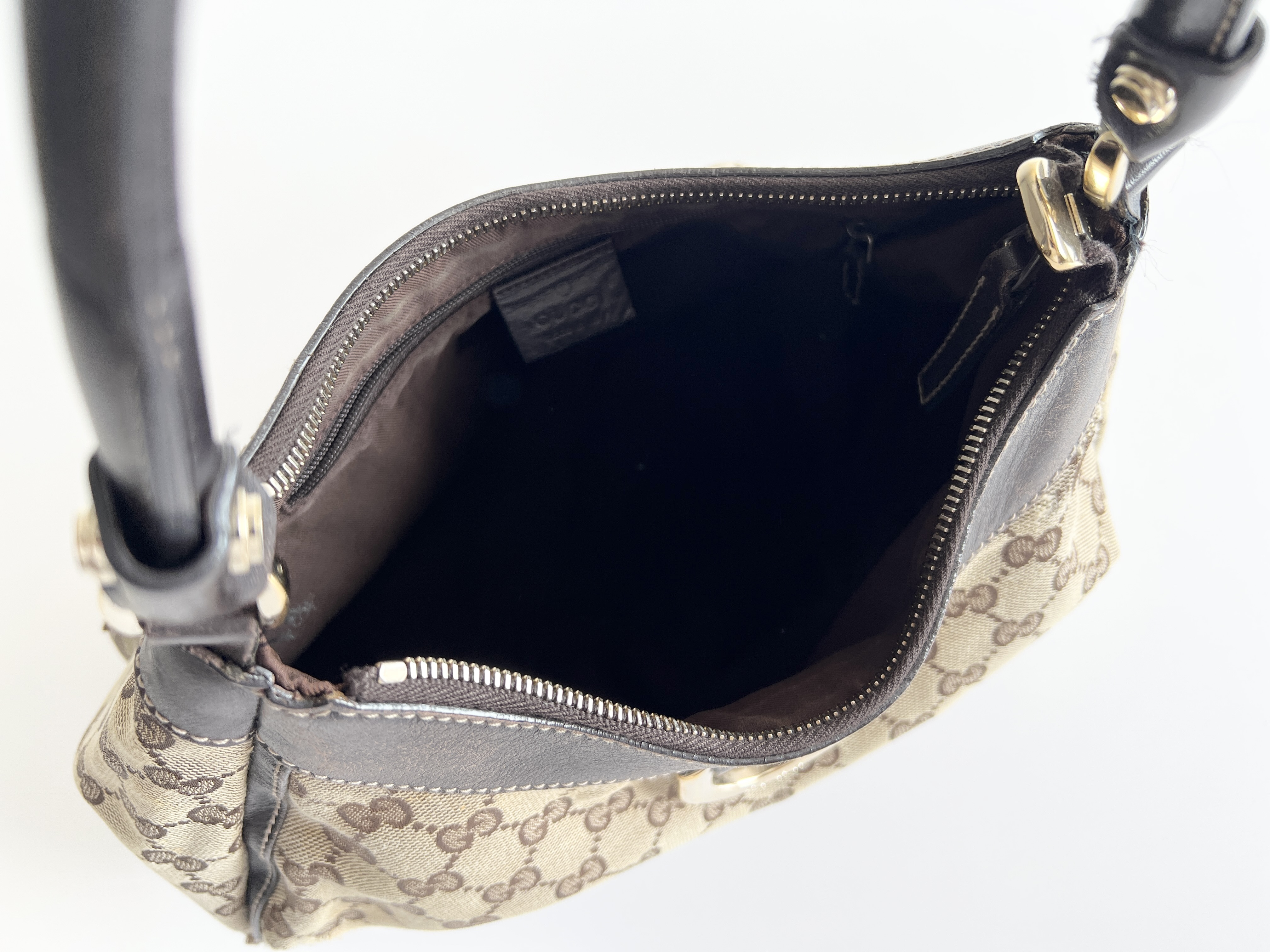 Abbey GG Logo Canvas Leather Handbag One Shoulder Bag — view 4