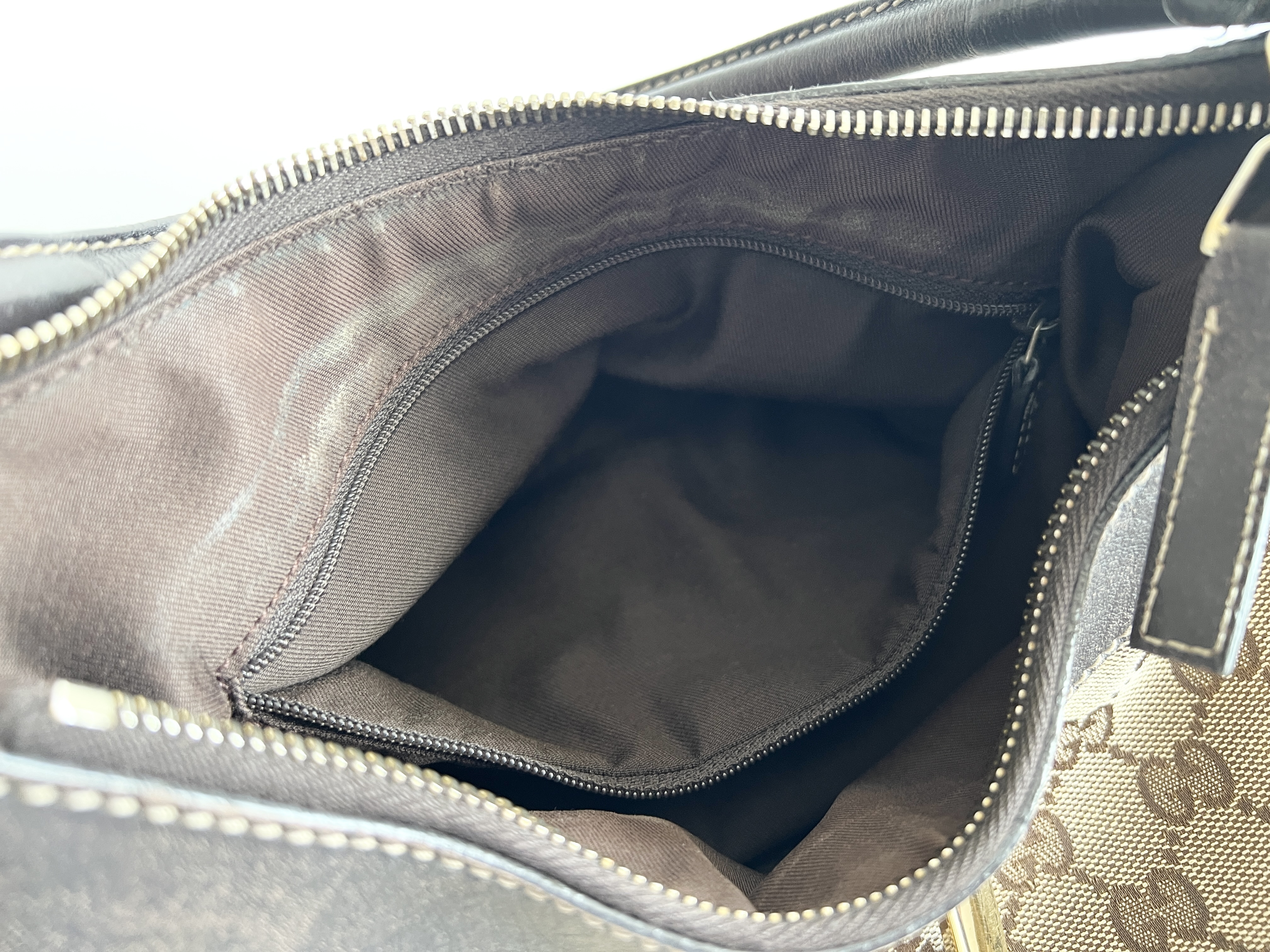 Abbey GG Logo Canvas Leather Handbag One Shoulder Bag — view 7