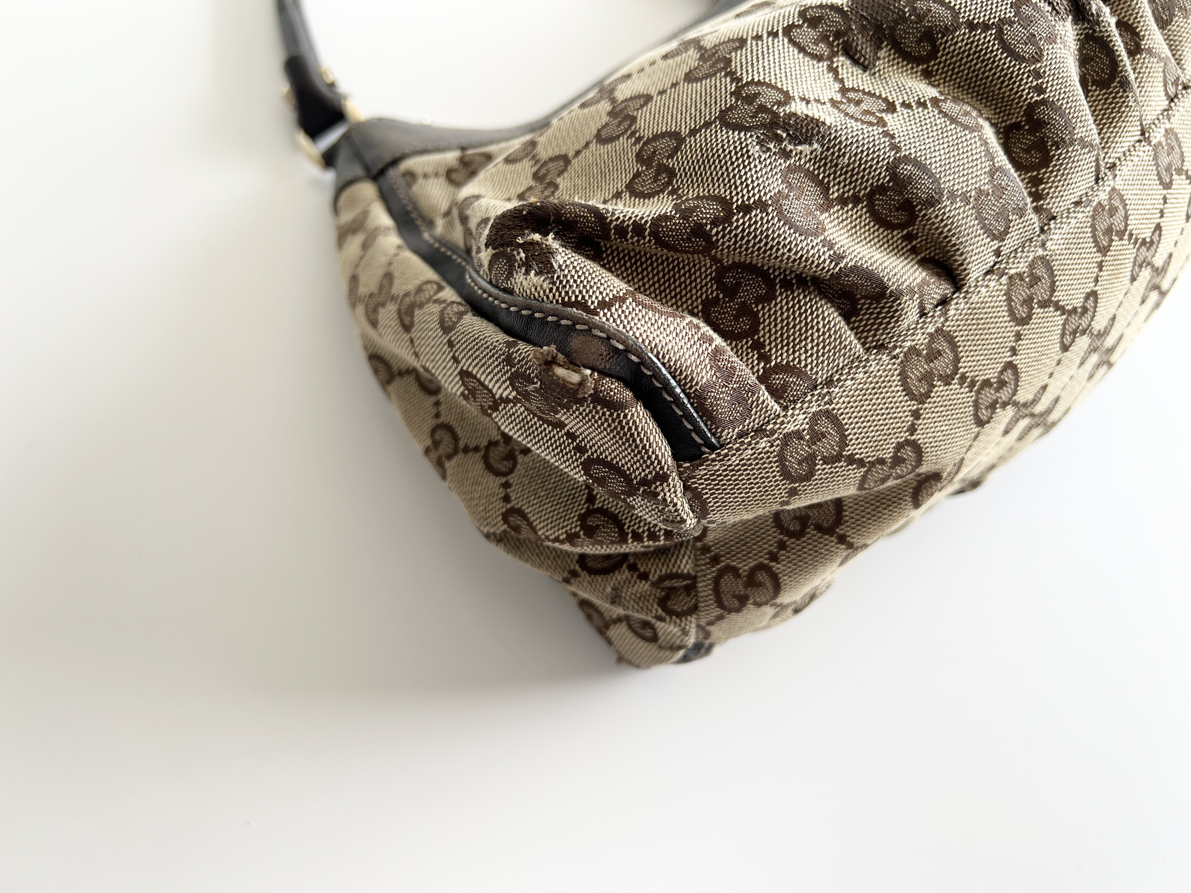 Abbey GG Logo Canvas Leather Handbag One Shoulder Bag — view 8