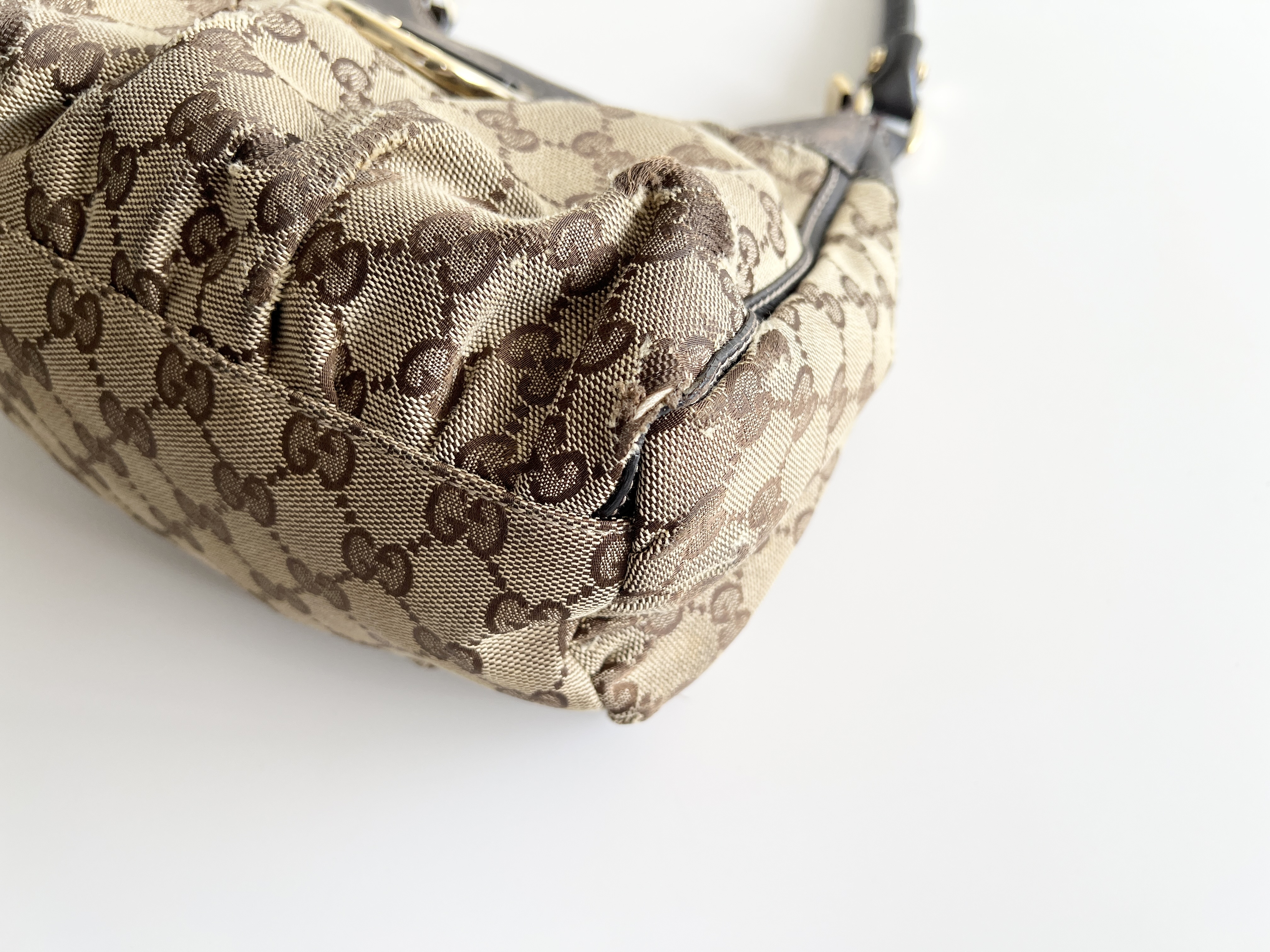 Abbey GG Logo Canvas Leather Handbag One Shoulder Bag — view 9