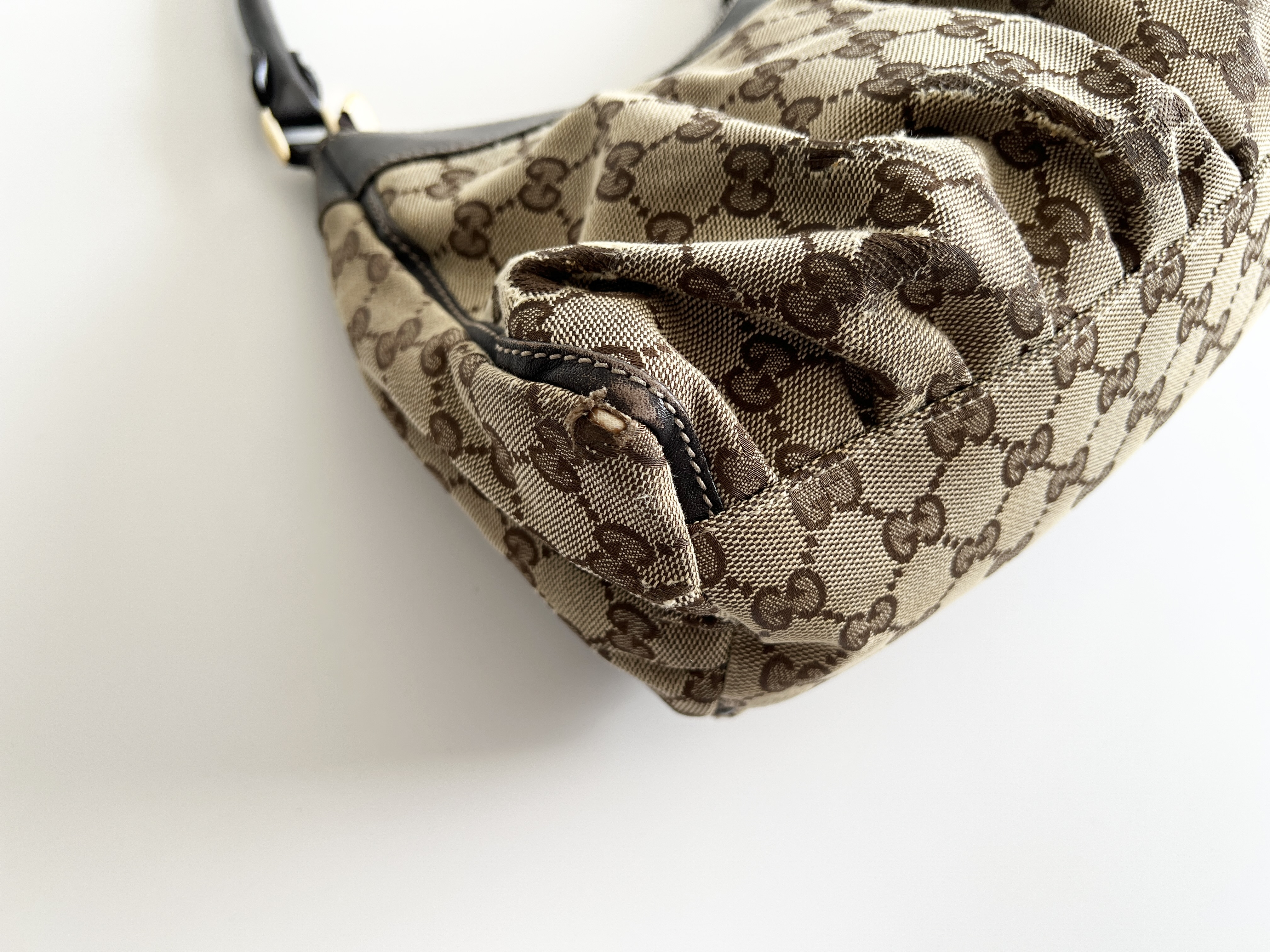 Abbey GG Logo Canvas Leather Handbag One Shoulder Bag — view 10