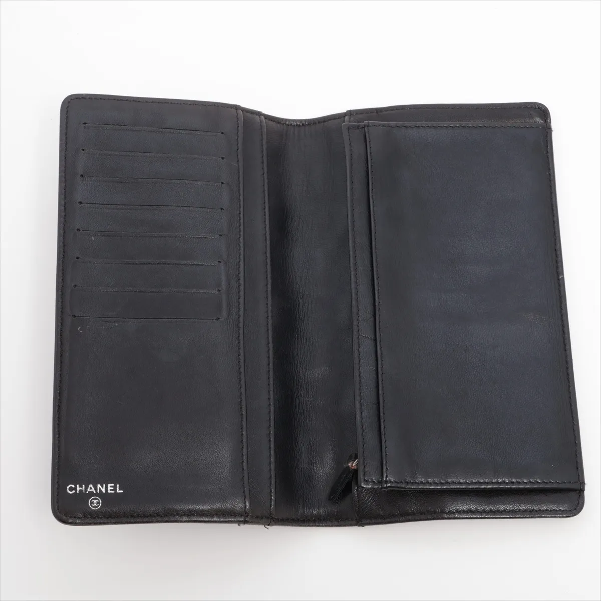 Icon Line Leather Long Wallet, Black, Silver Hardware, 9833726 — view 3
