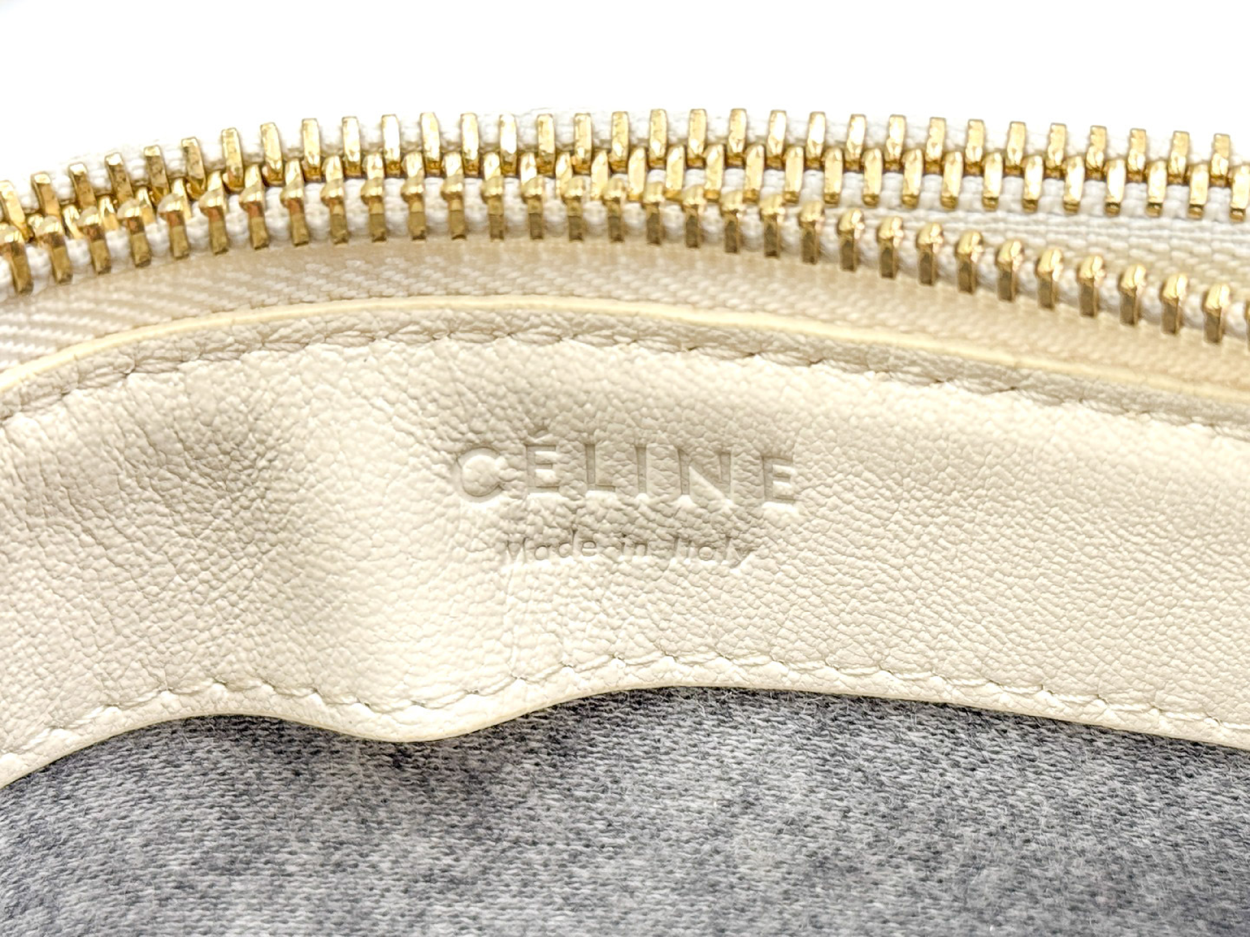Trio White Leather Shoulder Bag with Gold Hardware — view 9