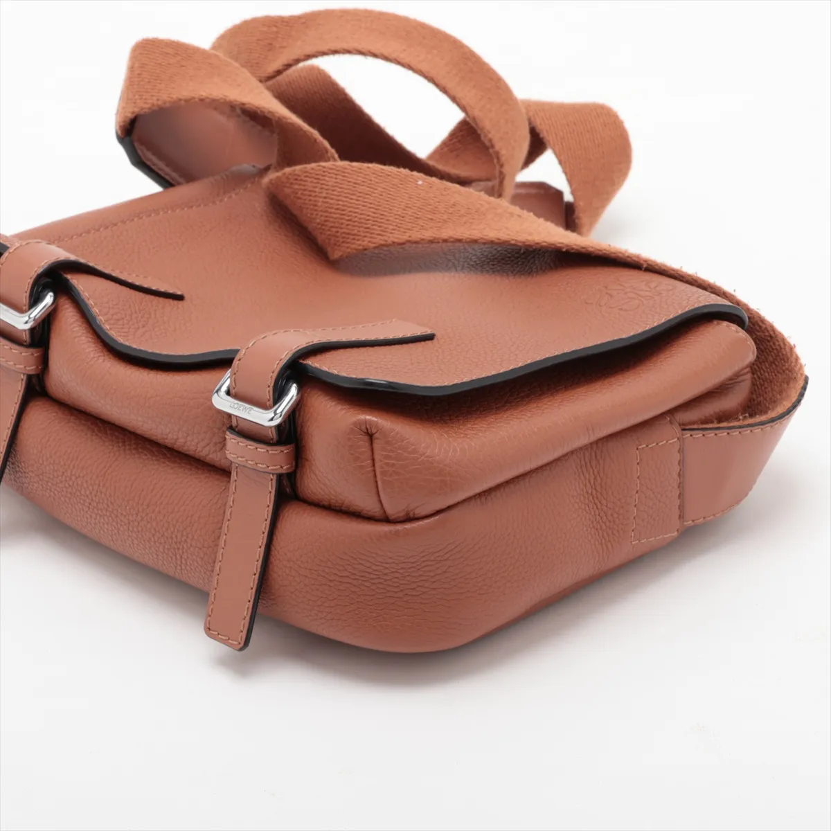 Military Messenger Bag, Leather Shoulder Bag, Brown — view 3