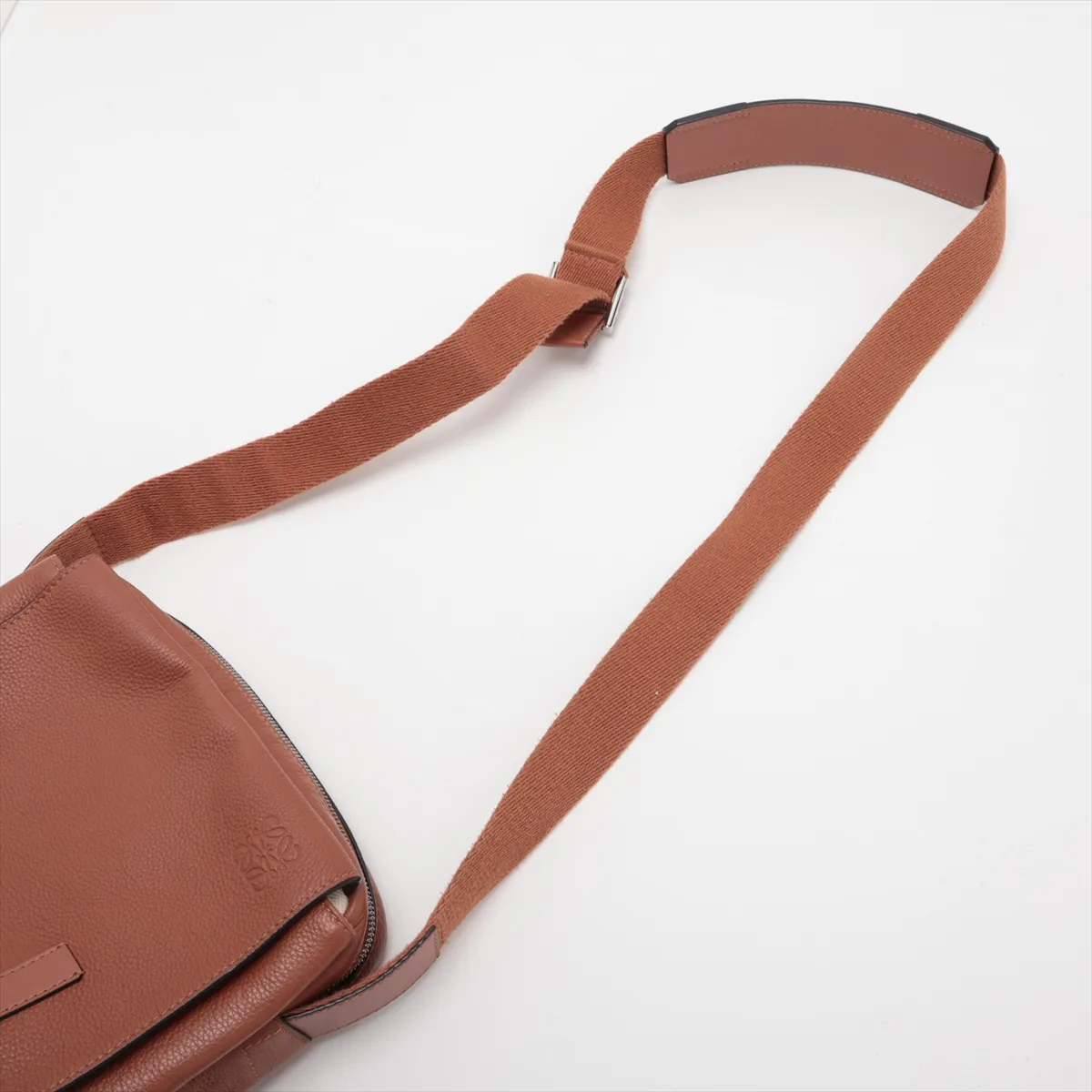 Military Messenger Bag, Leather Shoulder Bag, Brown — view 5