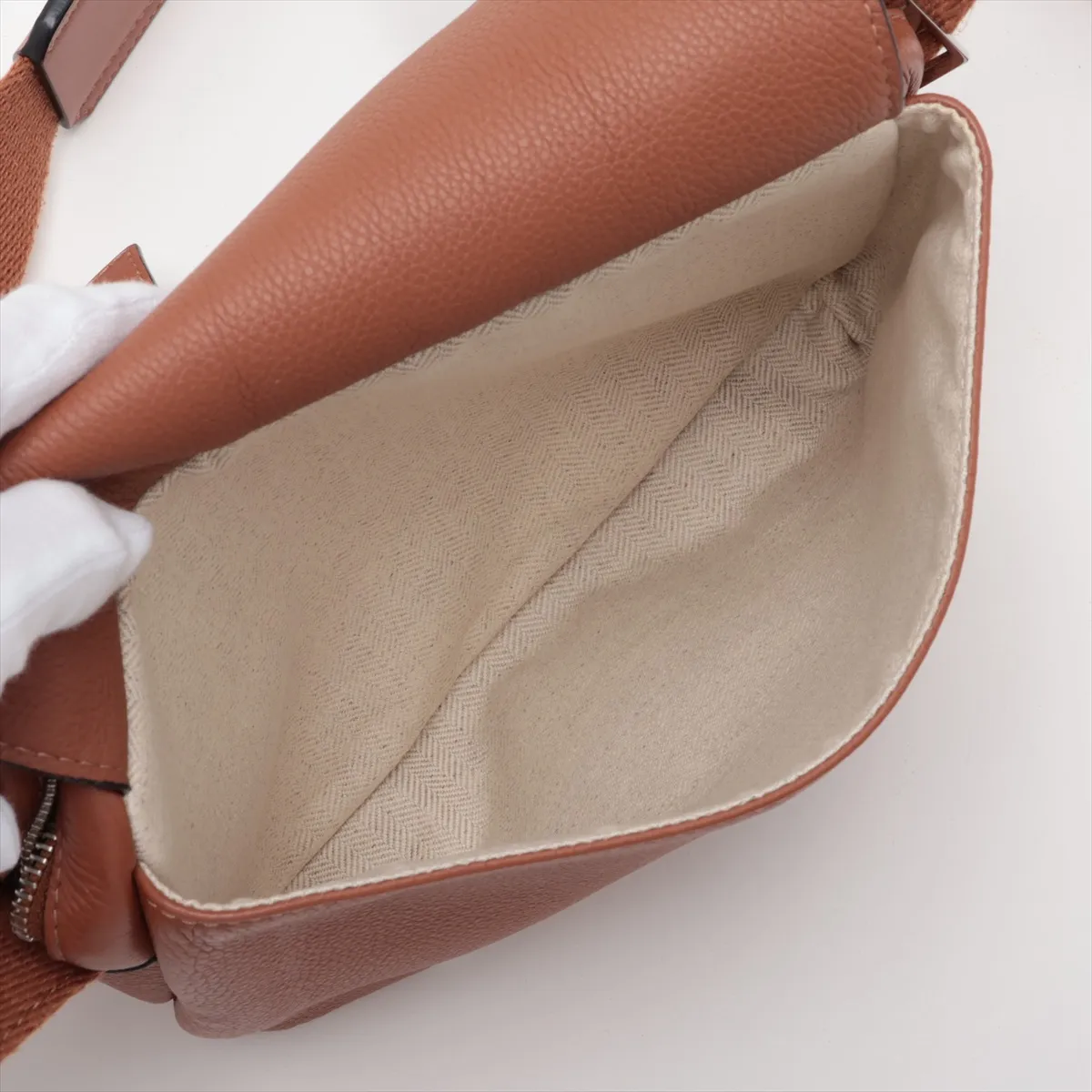 Military Messenger Bag, Leather Shoulder Bag, Brown — view 8