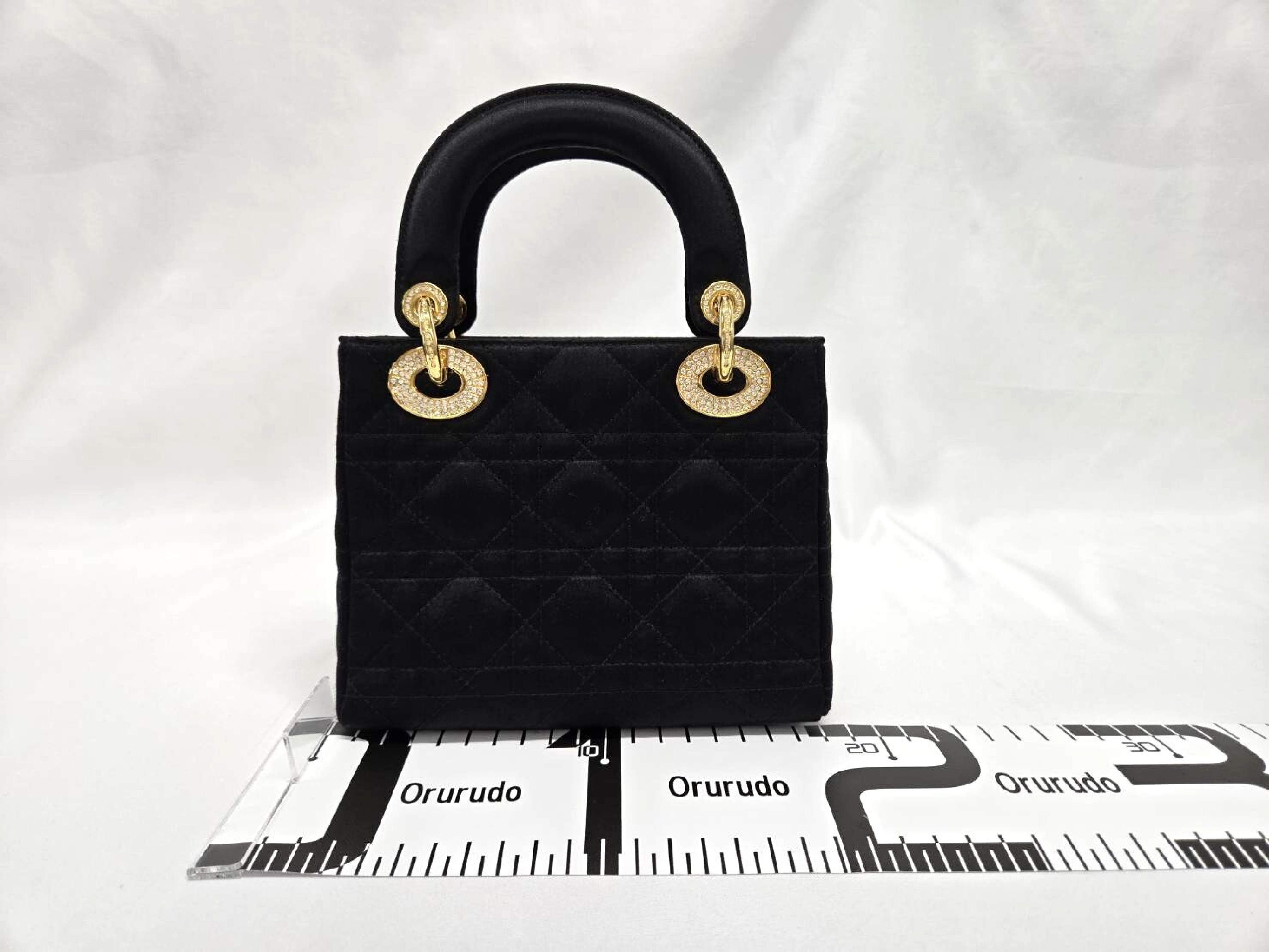 Lady Dior Satin Rhinestone Gold Handbag — view 2