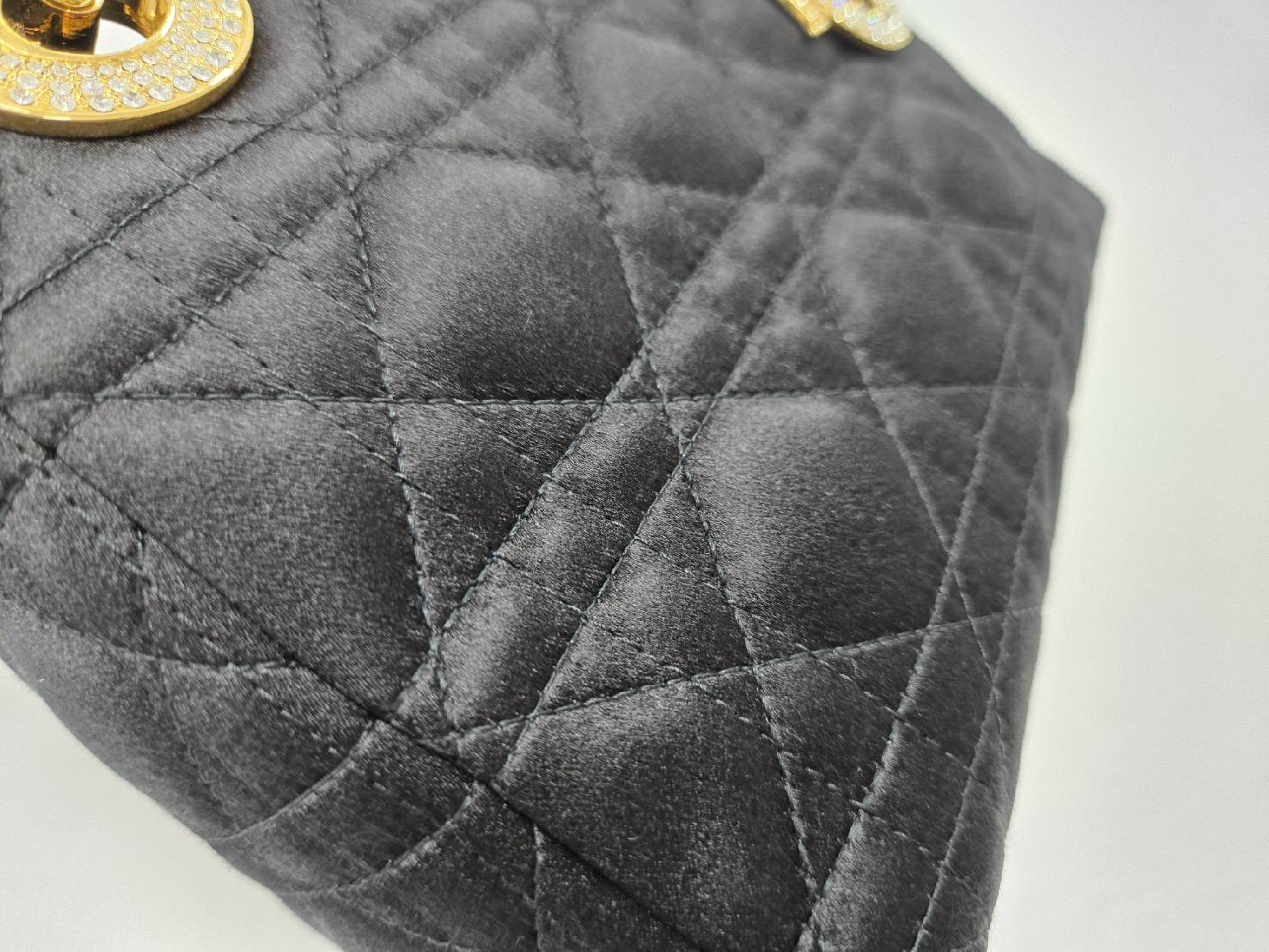 Lady Dior Satin Rhinestone Gold Handbag — view 6