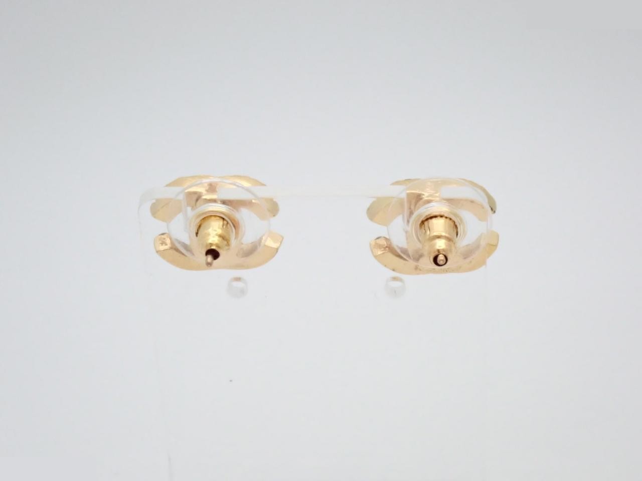 earrings, model 01P, blue stone, Coco Mark design, gold, 1.5cm wide. — view 2