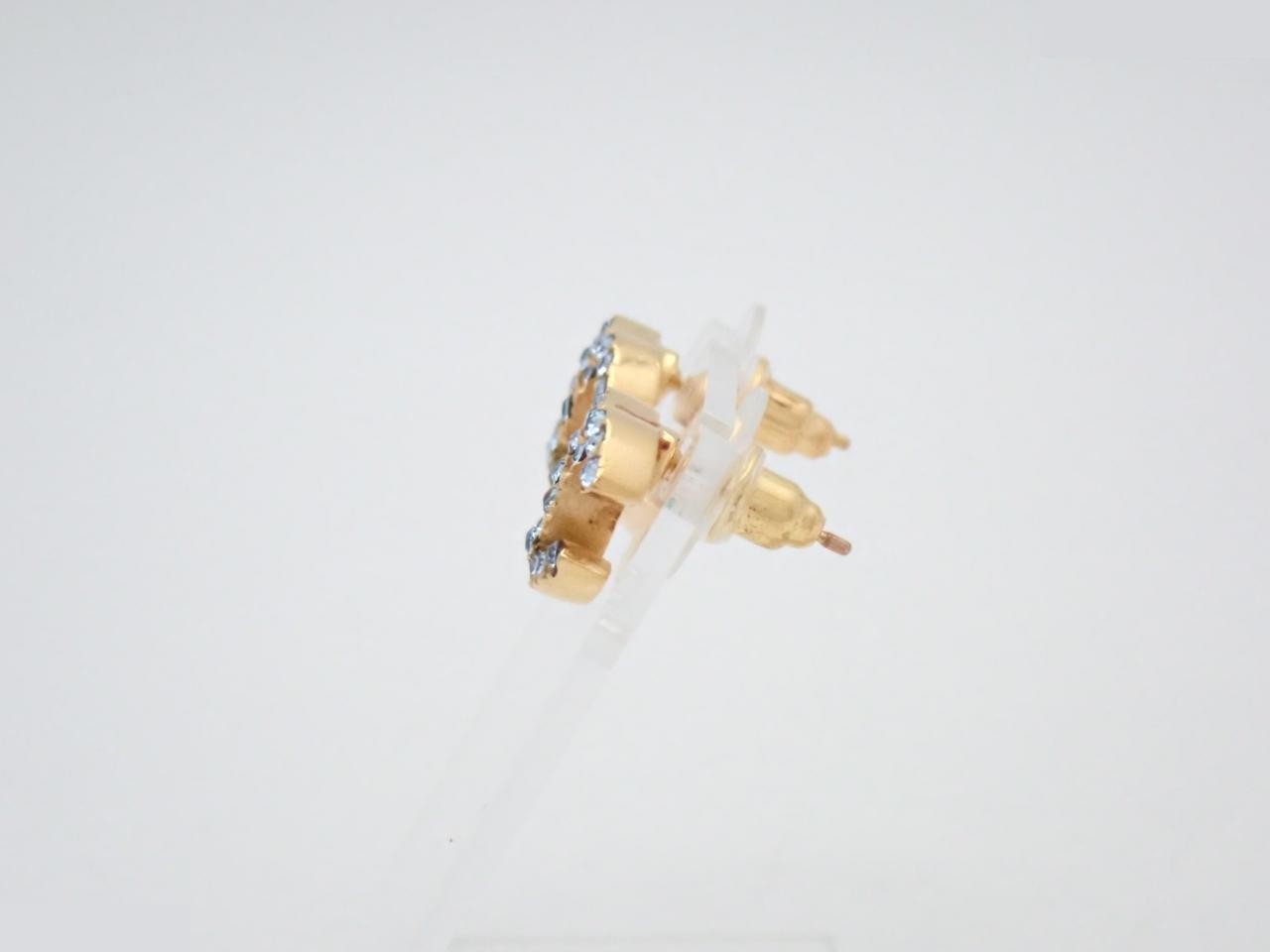 earrings, model 01P, blue stone, Coco Mark design, gold, 1.5cm wide. — view 3