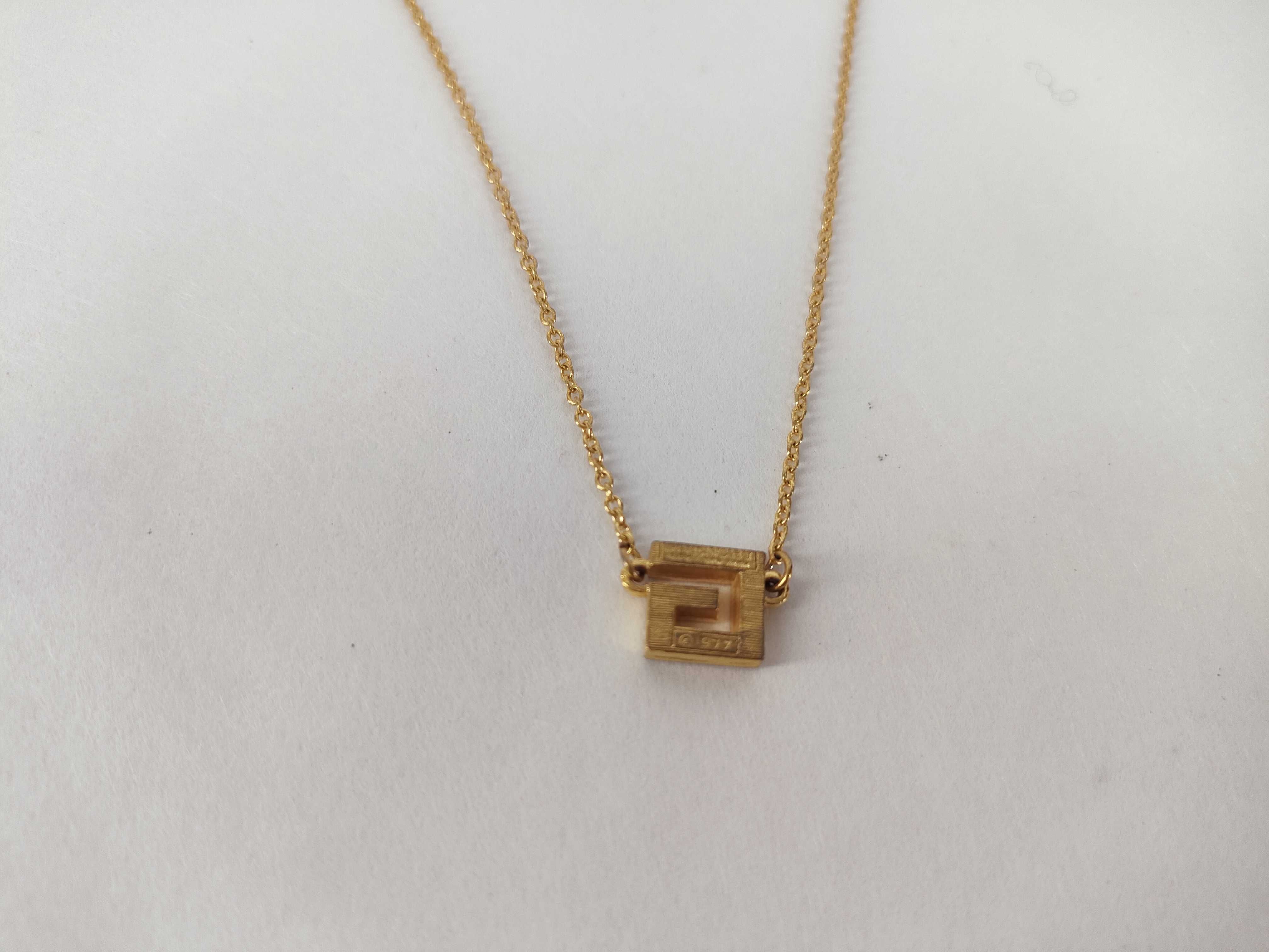 Square G Logo Rhinestone Gold Necklace — view 2