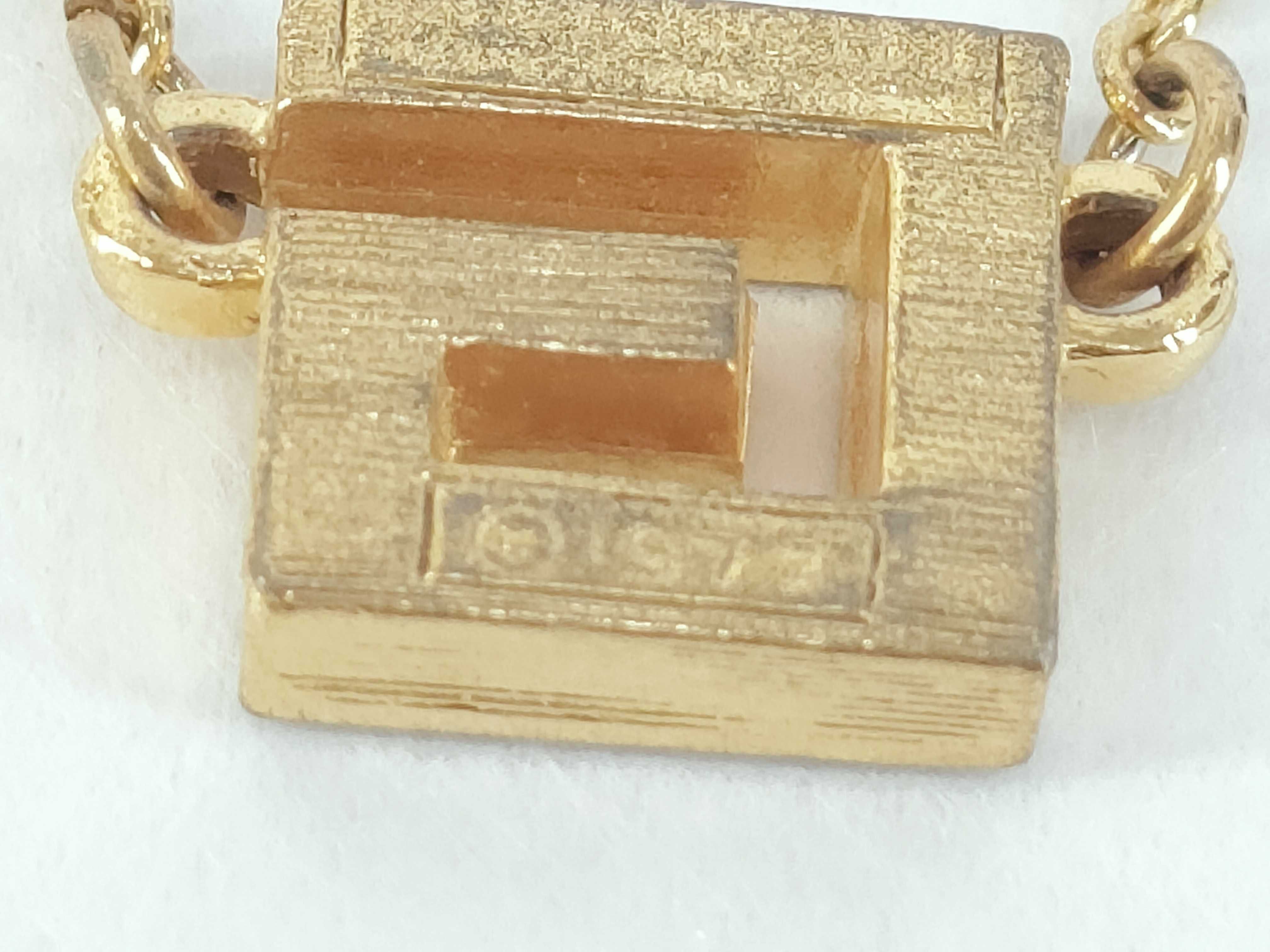Square G Logo Rhinestone Gold Necklace — view 3