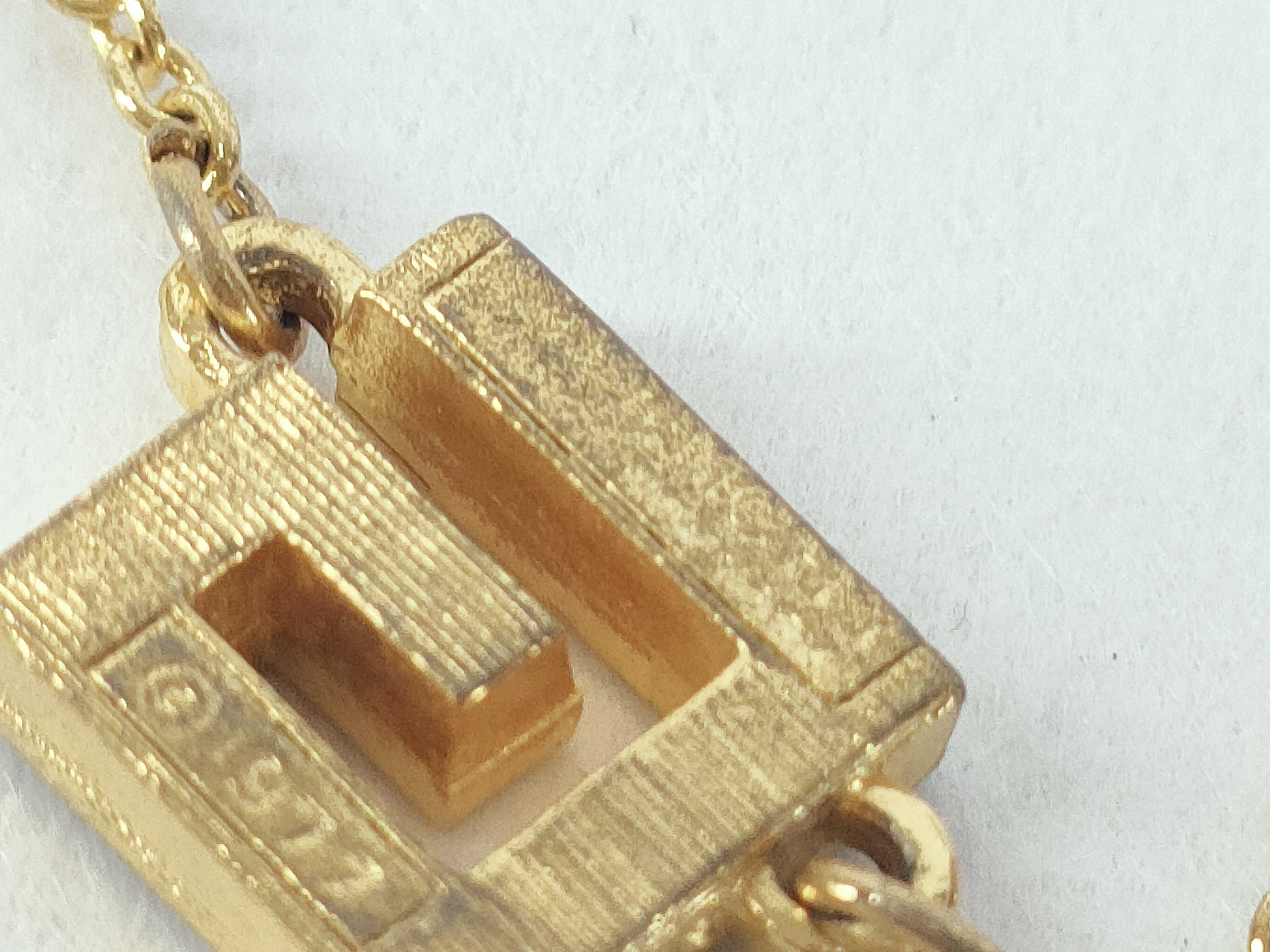 Square G Logo Rhinestone Gold Necklace — view 5