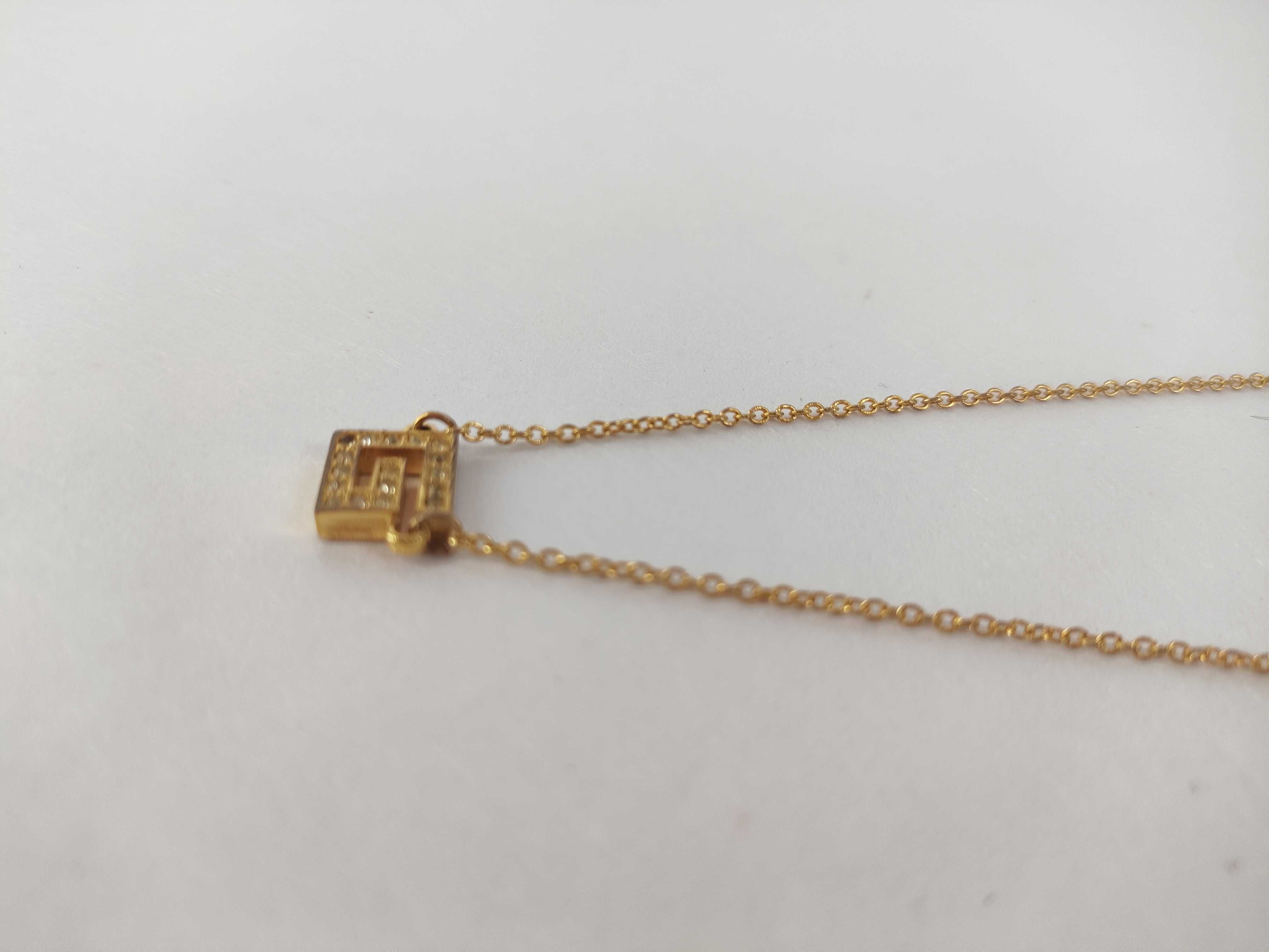 Square G Logo Rhinestone Gold Necklace — view 7