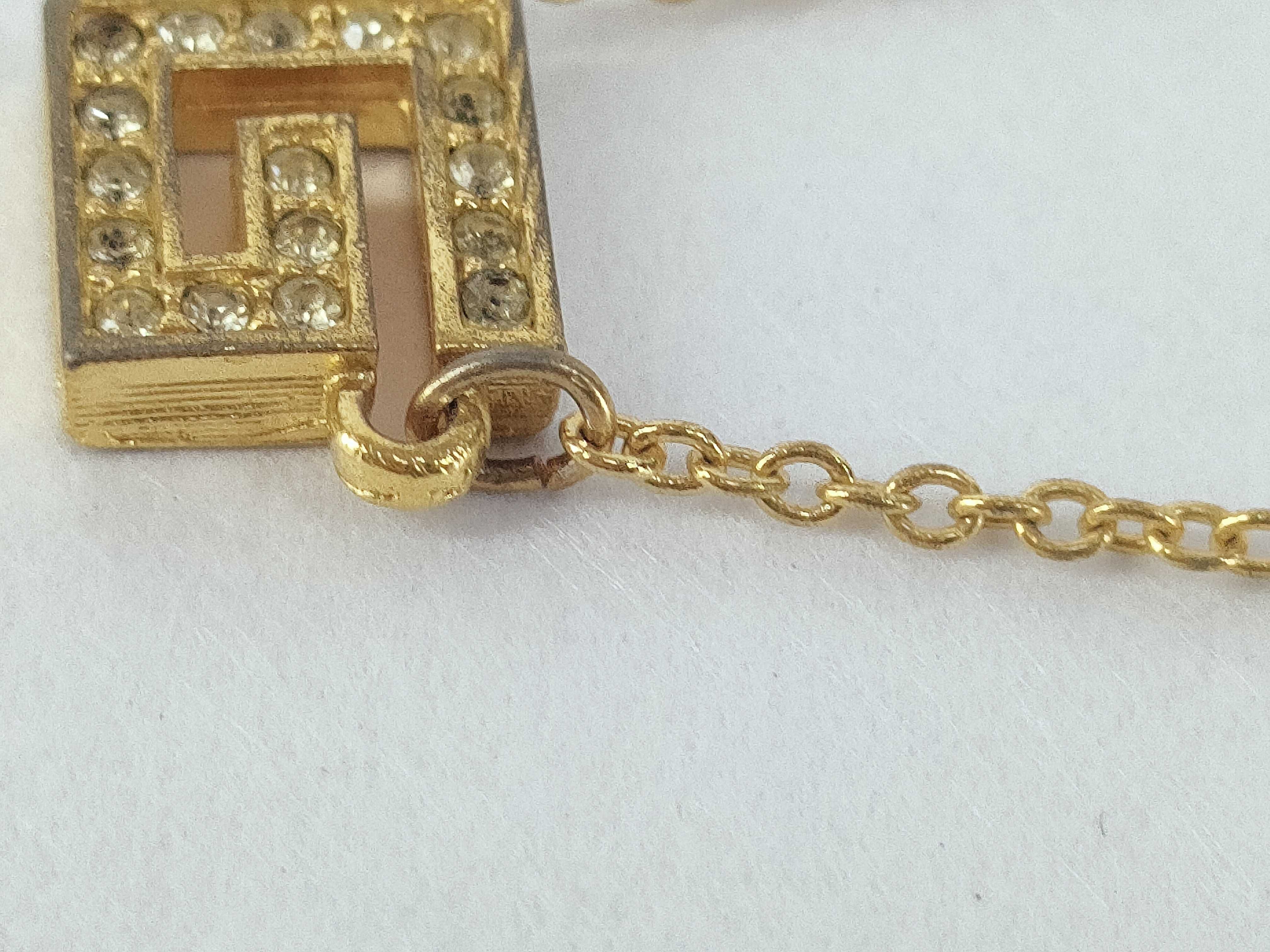 Square G Logo Rhinestone Gold Necklace — view 9