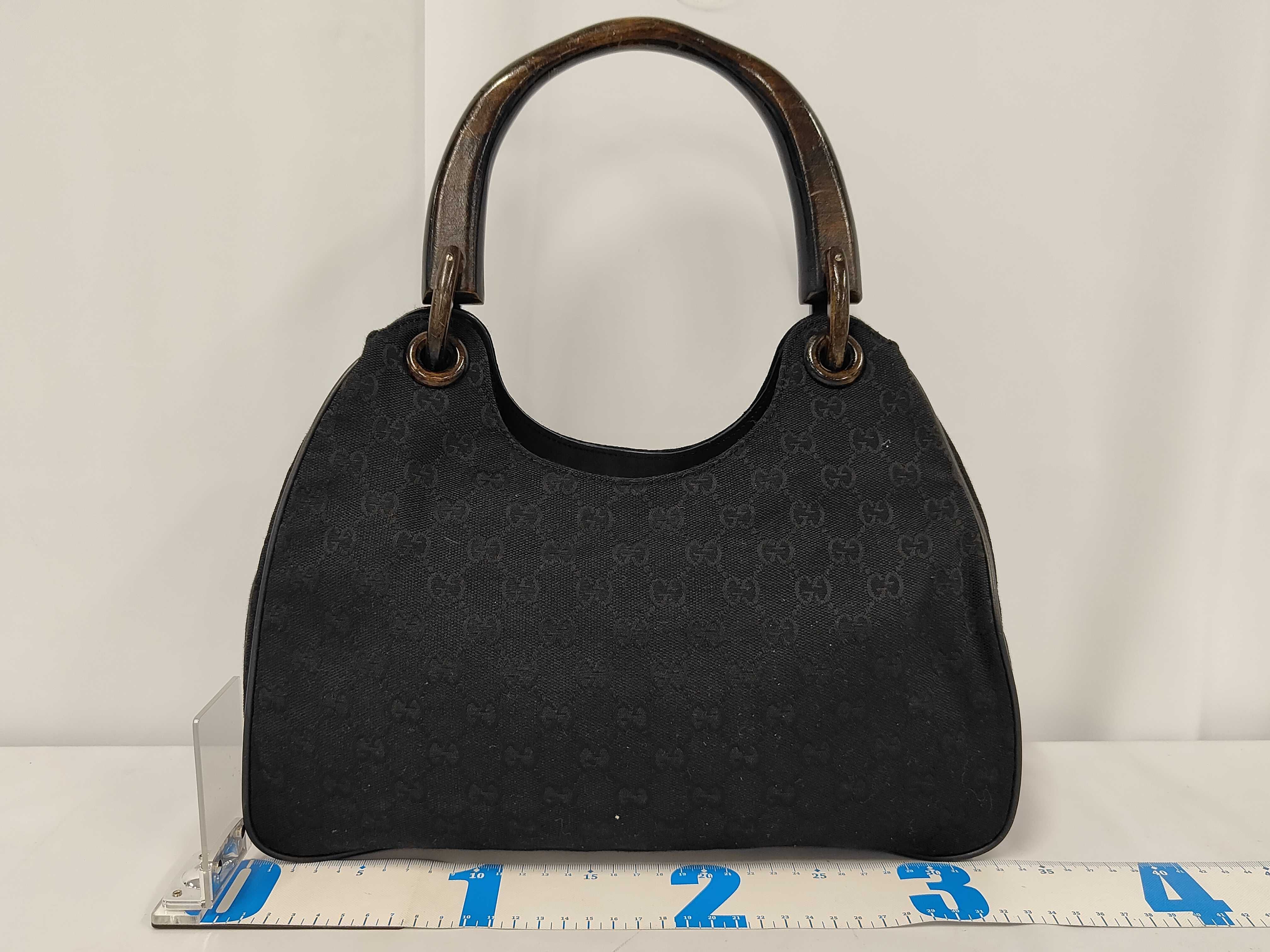 Wood Handle GG Canvas Handbag — view 2