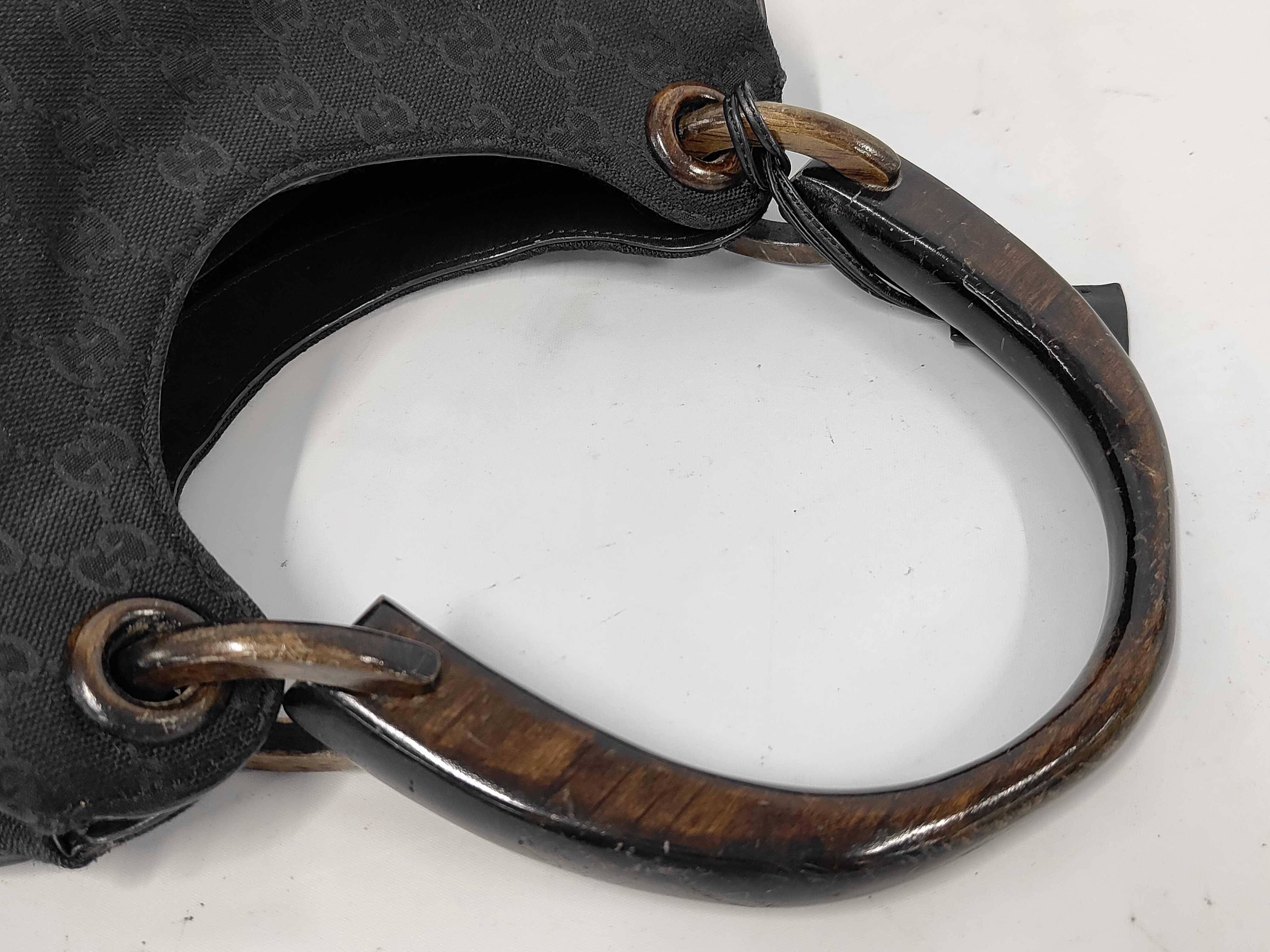 Wood Handle GG Canvas Handbag — view 3