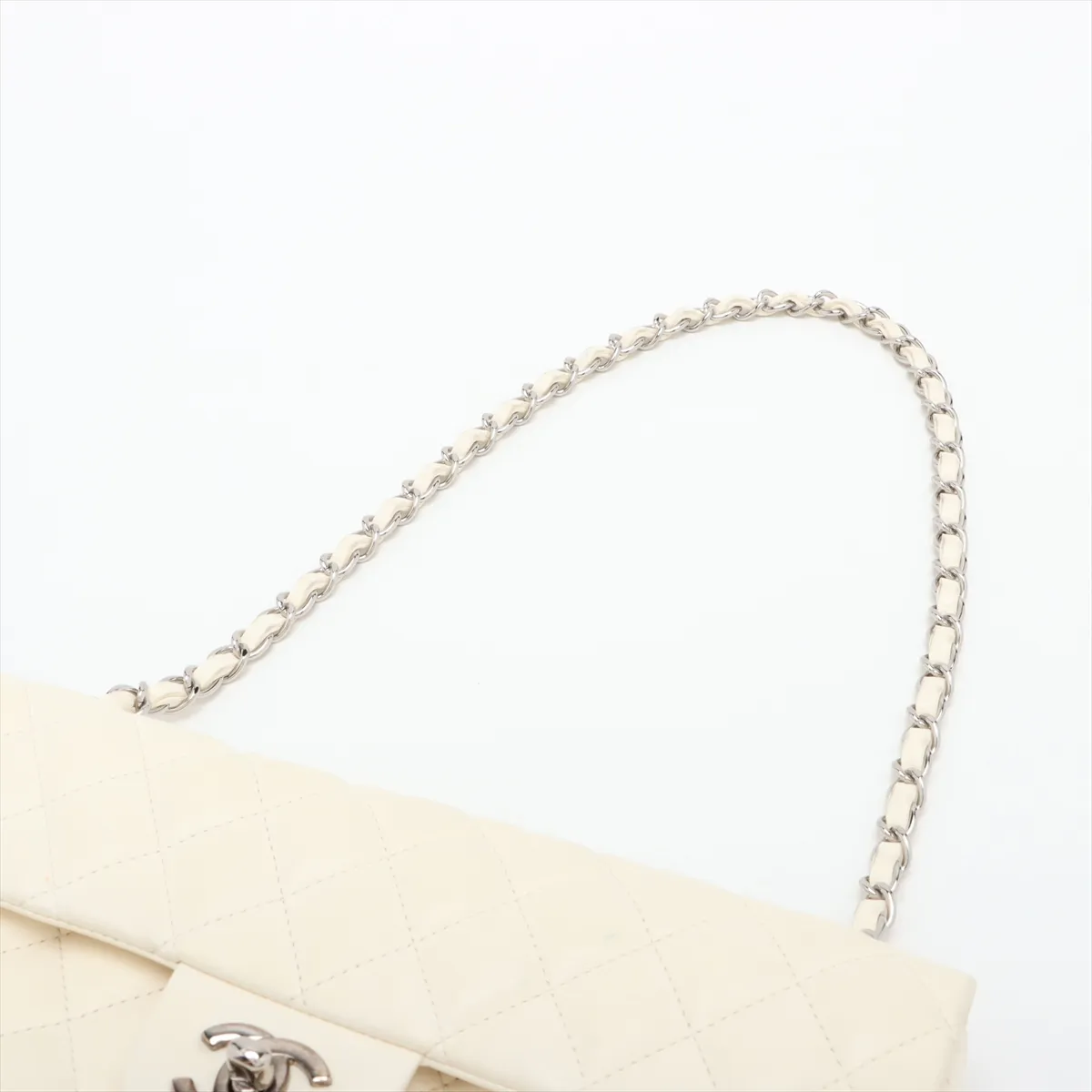 Matelasse Lambskin Single Flap Single Chain Bag White Silver Hardware 9994841 No. 9 External Parts Included — view 5