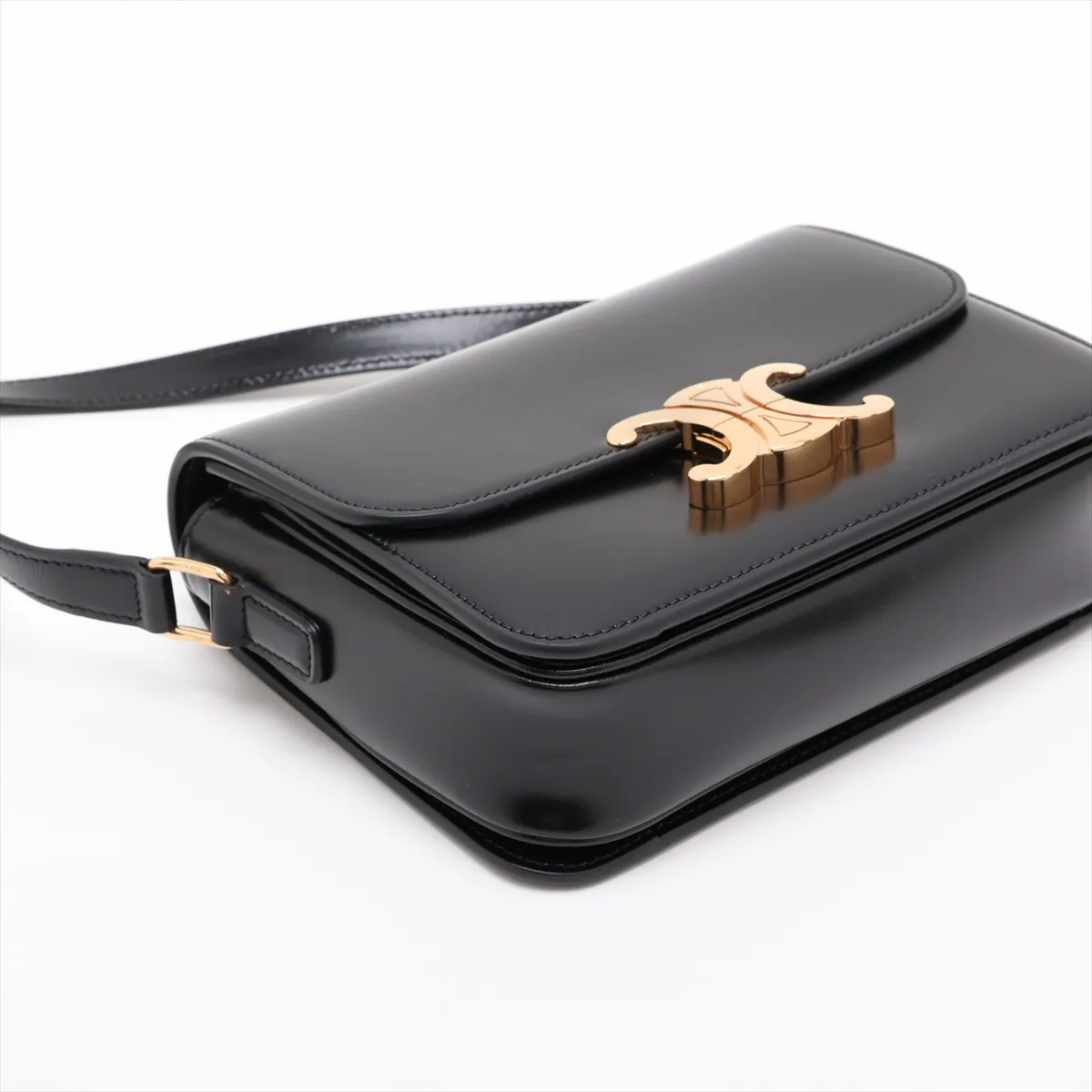 Teen Triomphe Leather Shoulder Bag, Black — view 4