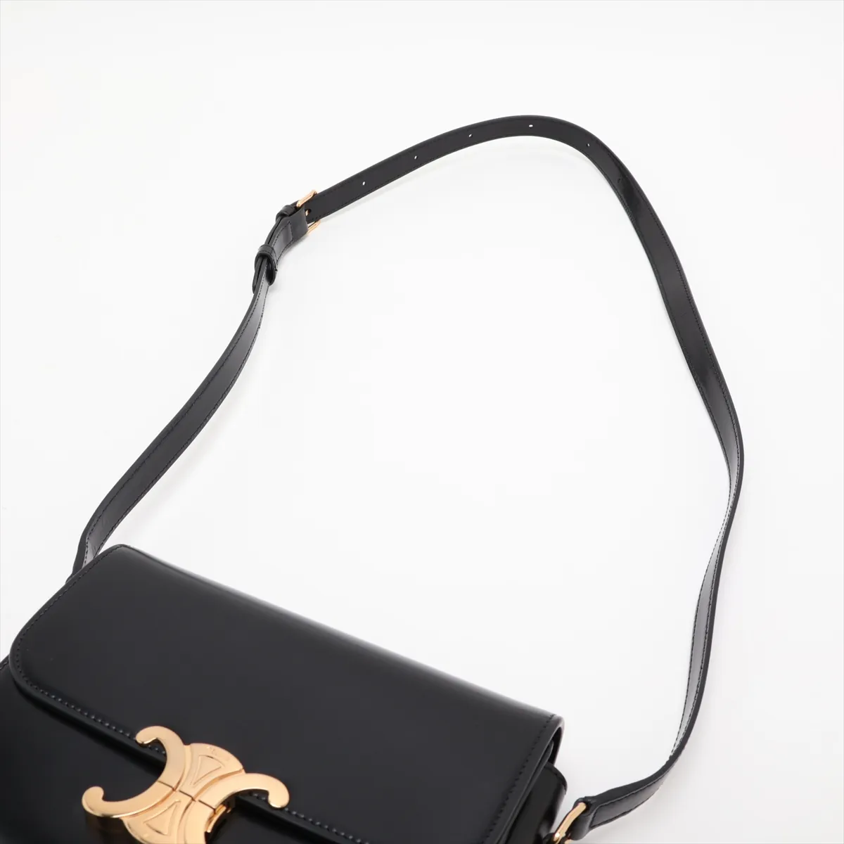 Teen Triomphe Leather Shoulder Bag, Black — view 5