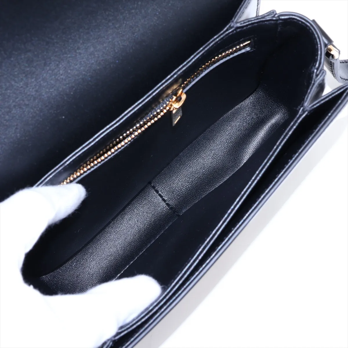 Teen Triomphe Leather Shoulder Bag, Black — view 6
