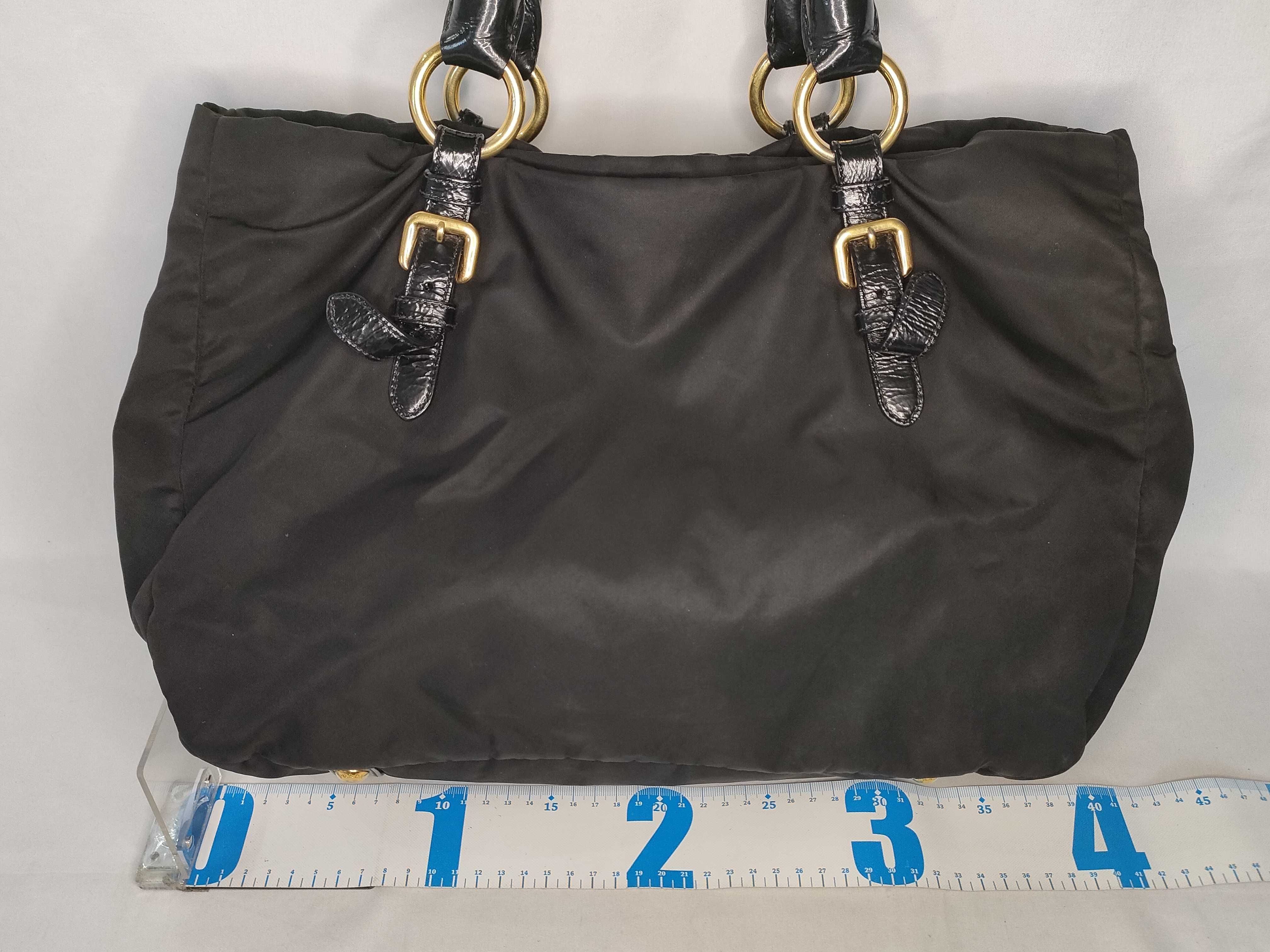 Nylon Prada Tote Bag with Rhinestones Nylon Leather Tote Bag — view 2