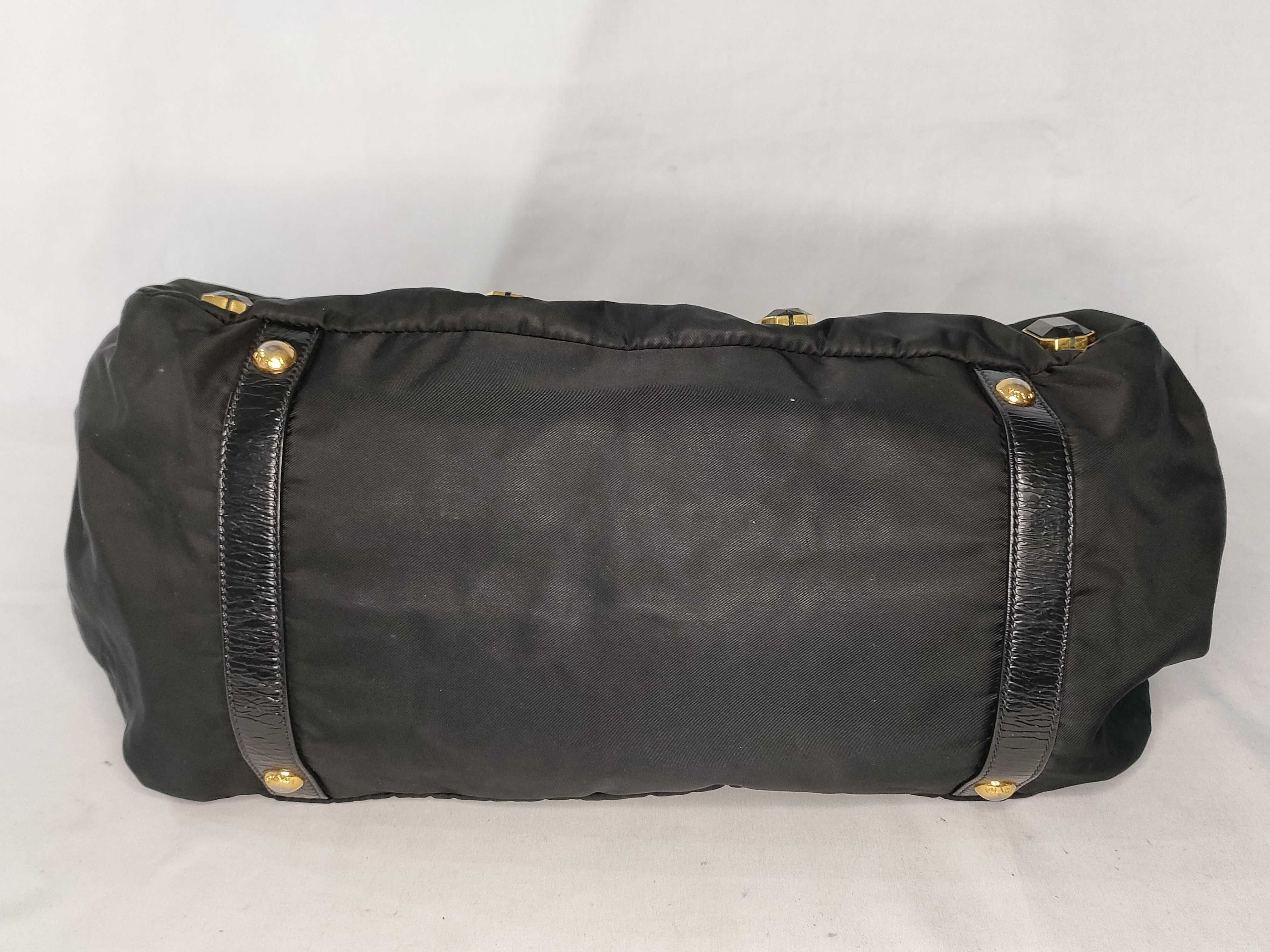 Nylon Prada Tote Bag with Rhinestones Nylon Leather Tote Bag — view 7
