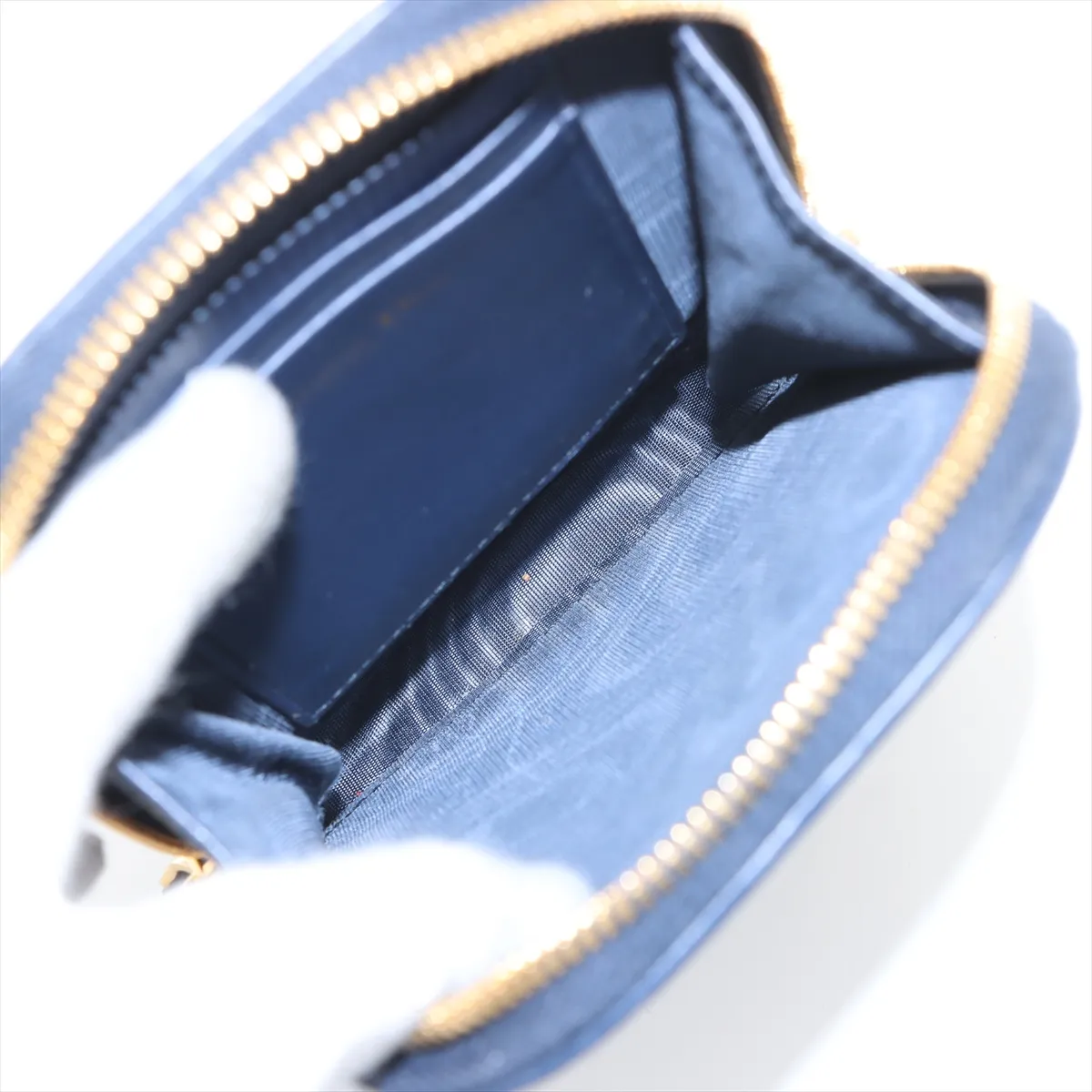 Oblique Phone Holder Canvas x Leather Chain Shoulder Bag Navy — view 6