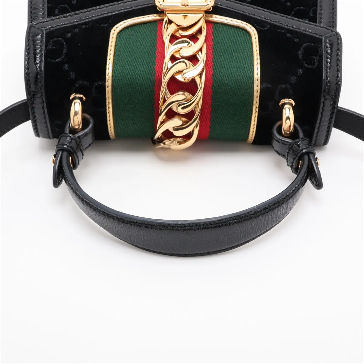 GG Velvet Sylvie Velvet 2-Way Handbag, Black, 470270 — view 5