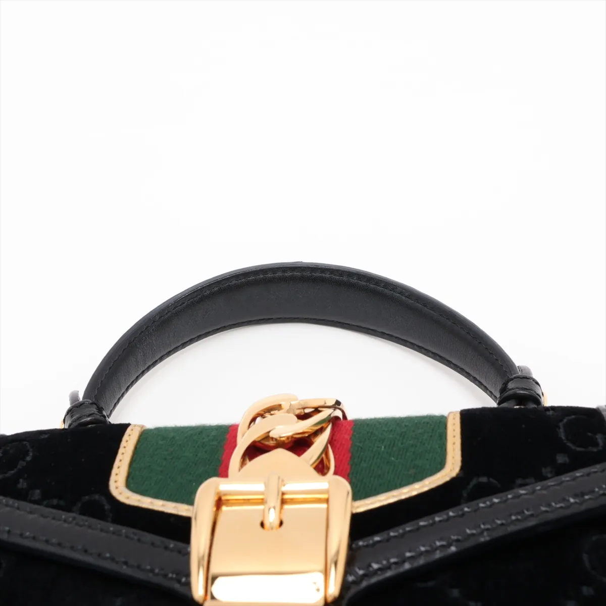 GG Velvet Sylvie Velvet 2-Way Handbag, Black, 470270 — view 6