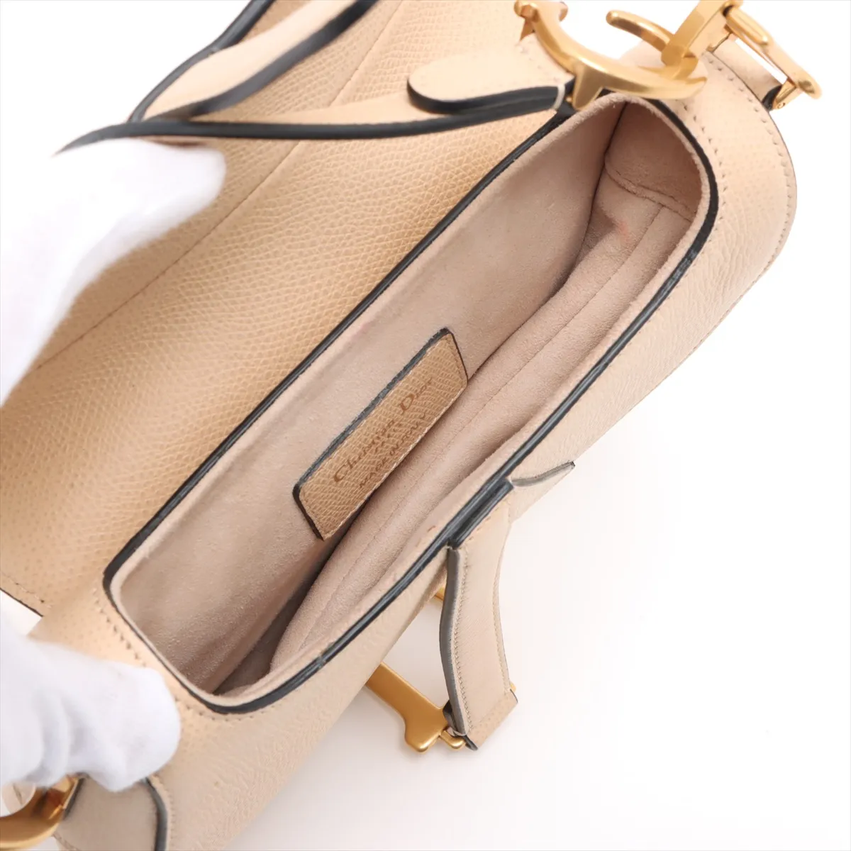 Saddlebag Leather Handbag Beige — view 7
