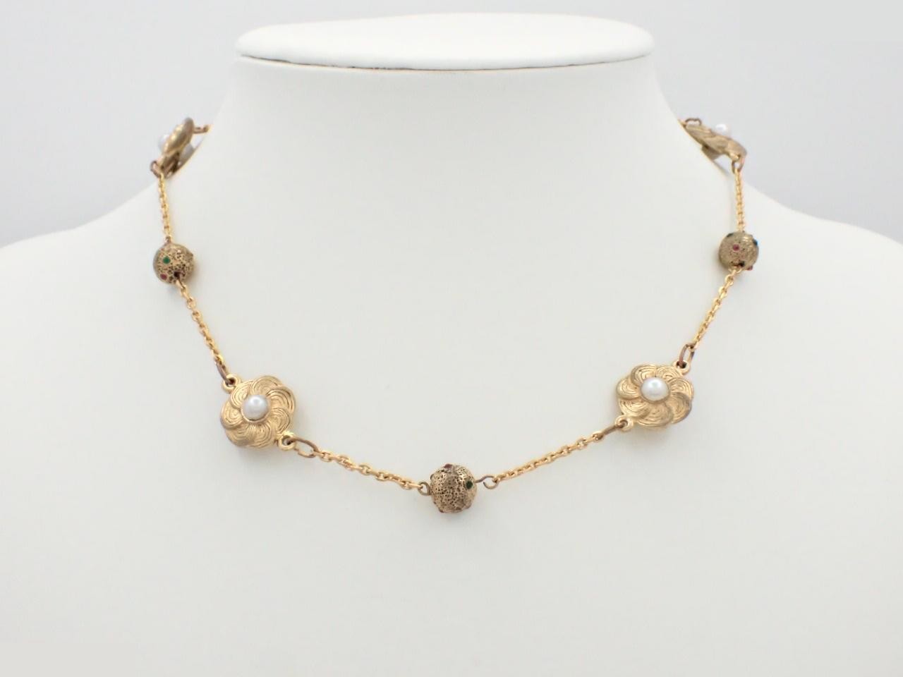 Coco F Pearl Gold Necklace, neck circumference approximately 42cm — view 3