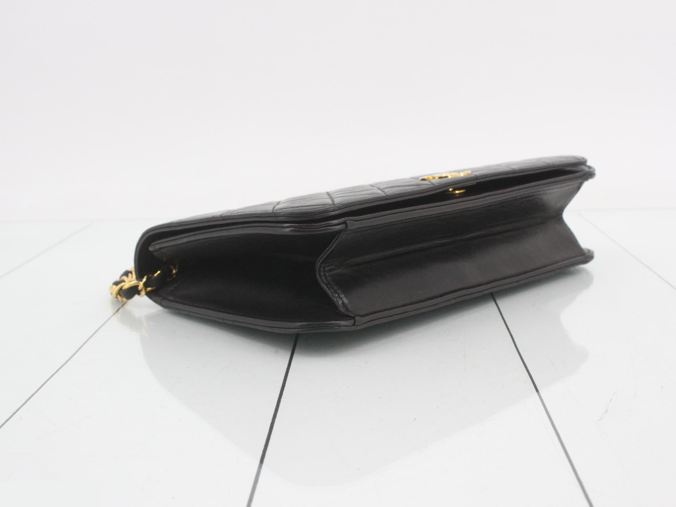 Matelassé Classic Chain Shoulder Bag, Lambskin, Black, Series 2, Includes Card and Seal — view 5