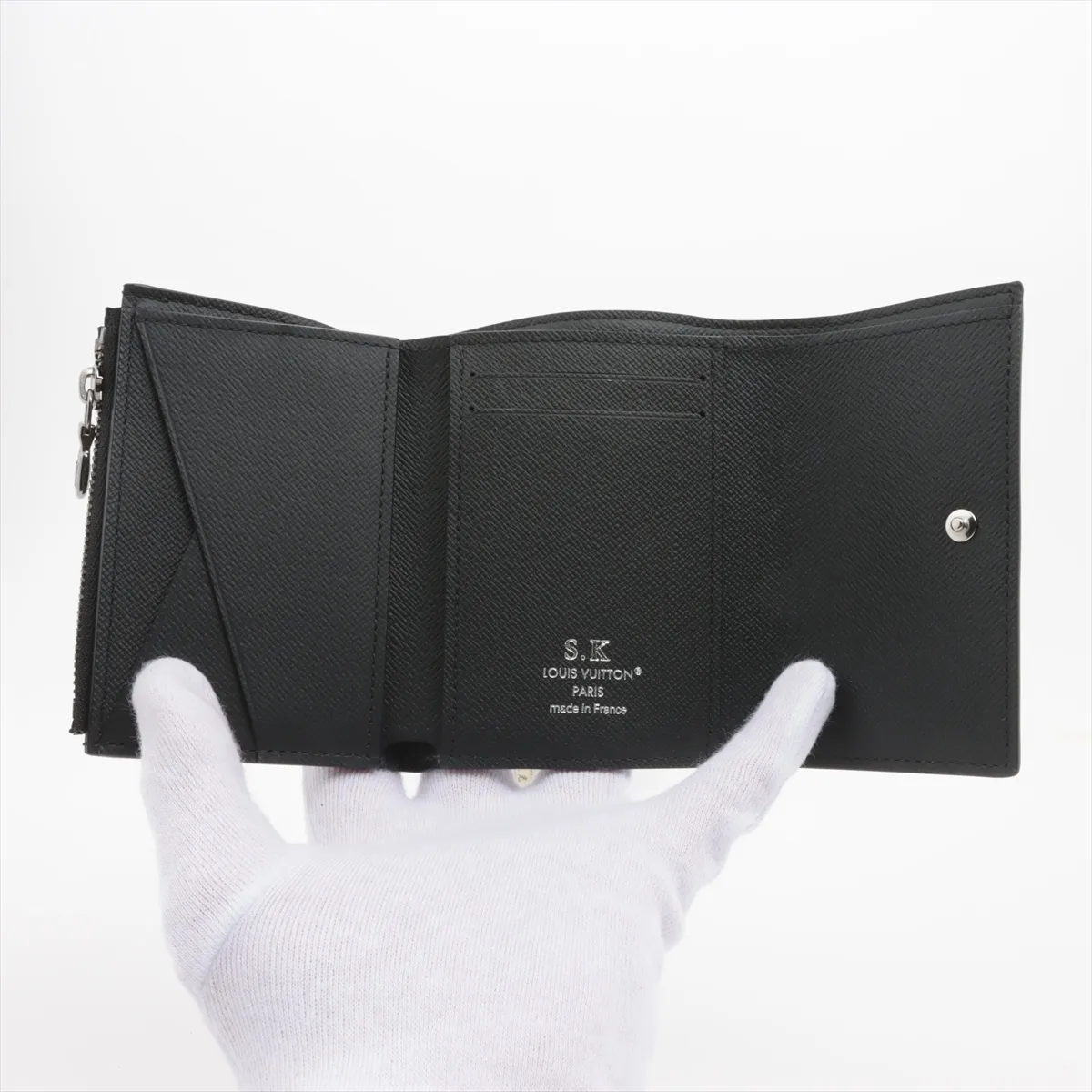 Monogram Eclipse Victor Wallet M12598 Black Compact Wallet with Initials RFID Reactive — view 4